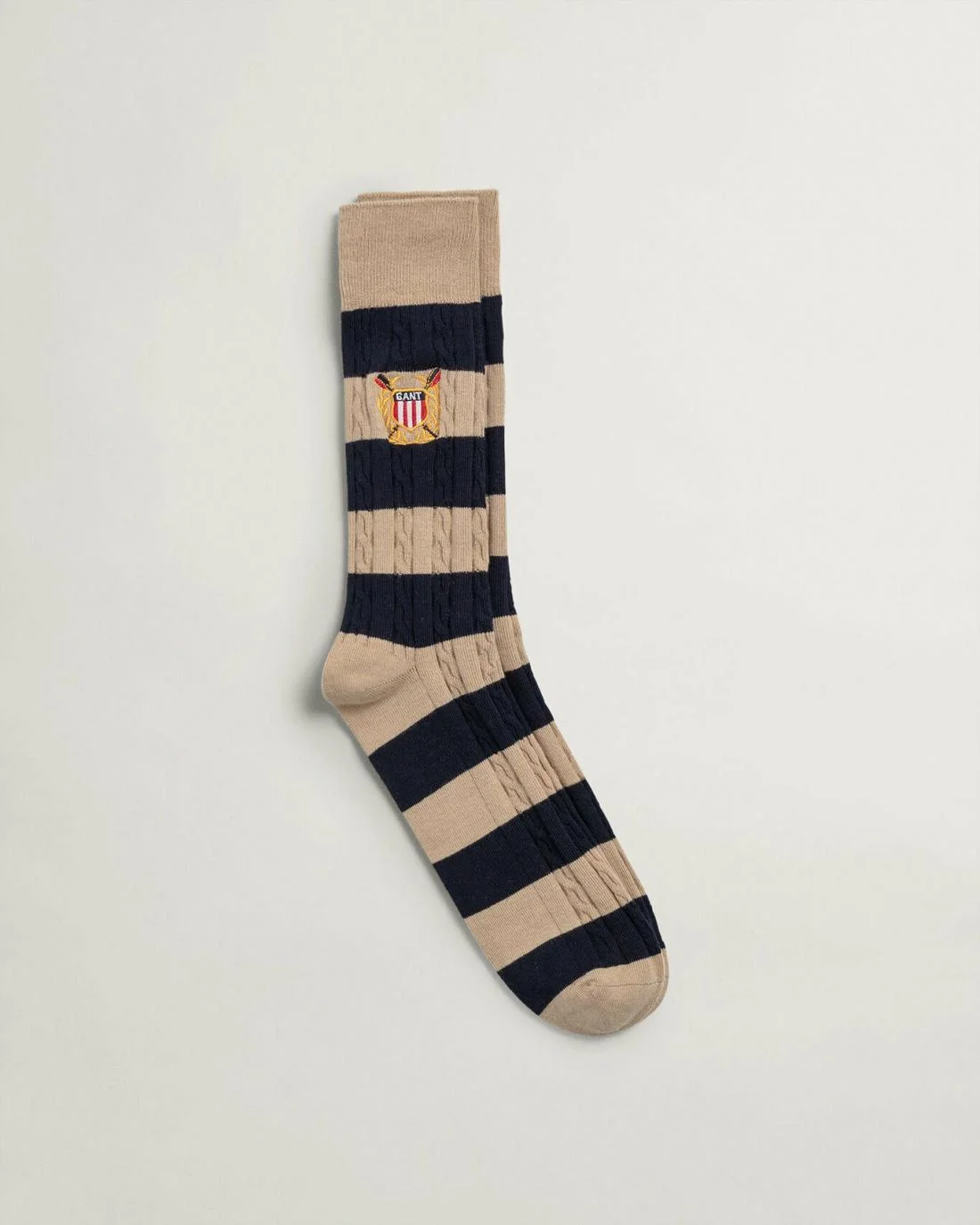 Socks | Mens GANT Cable Barstripe Socks Dark Khaki