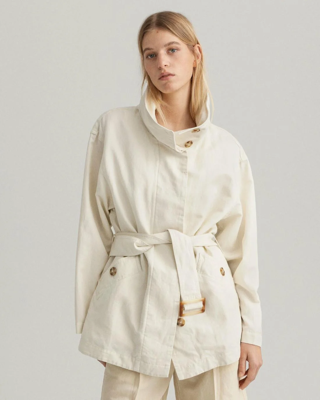 Jackets And Coats | Womens GANT Linen Blend Belted Jacket Cream