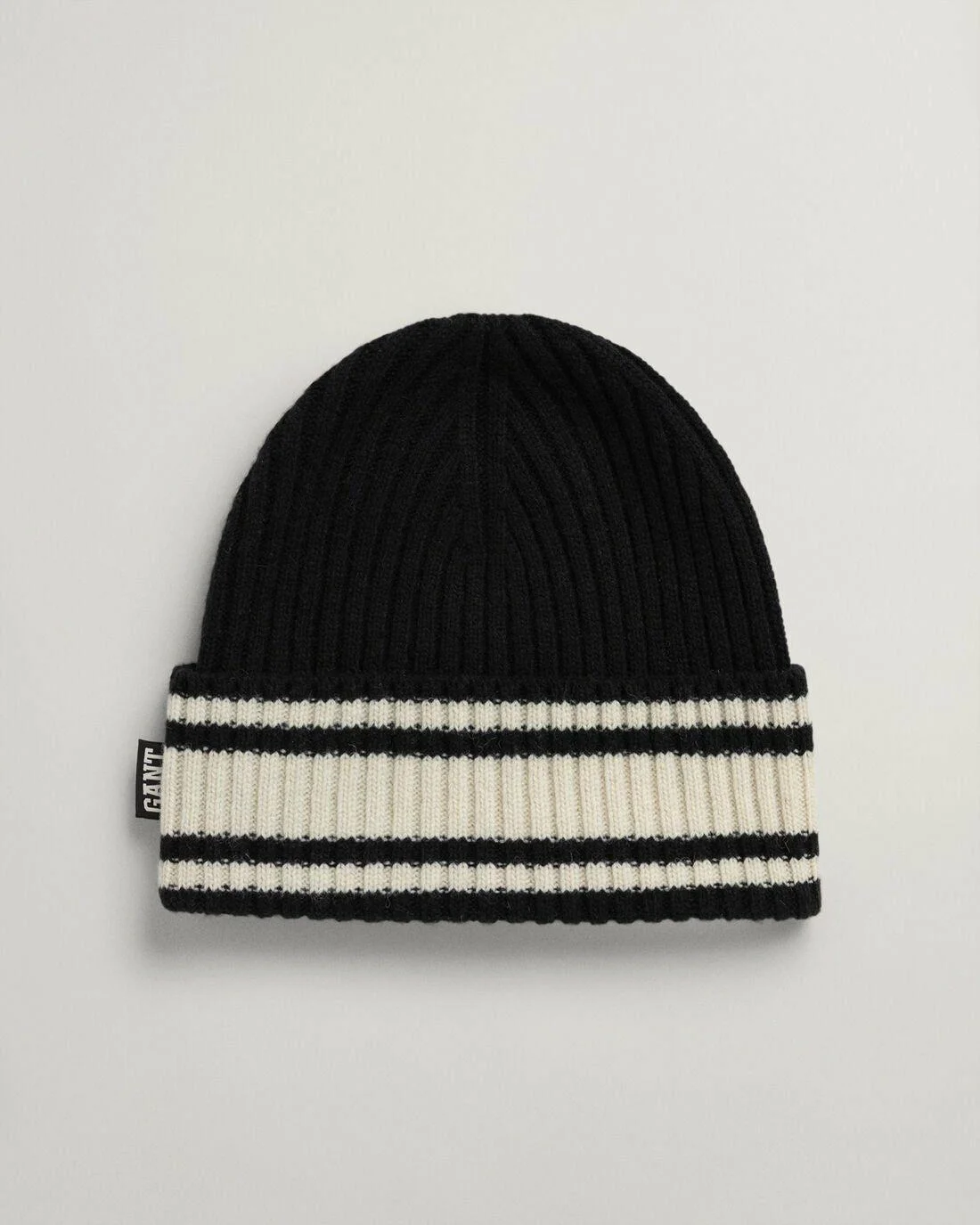 Caps And Hats | Mens GANT Striped Wool Collegiate Beanie Ebony Black