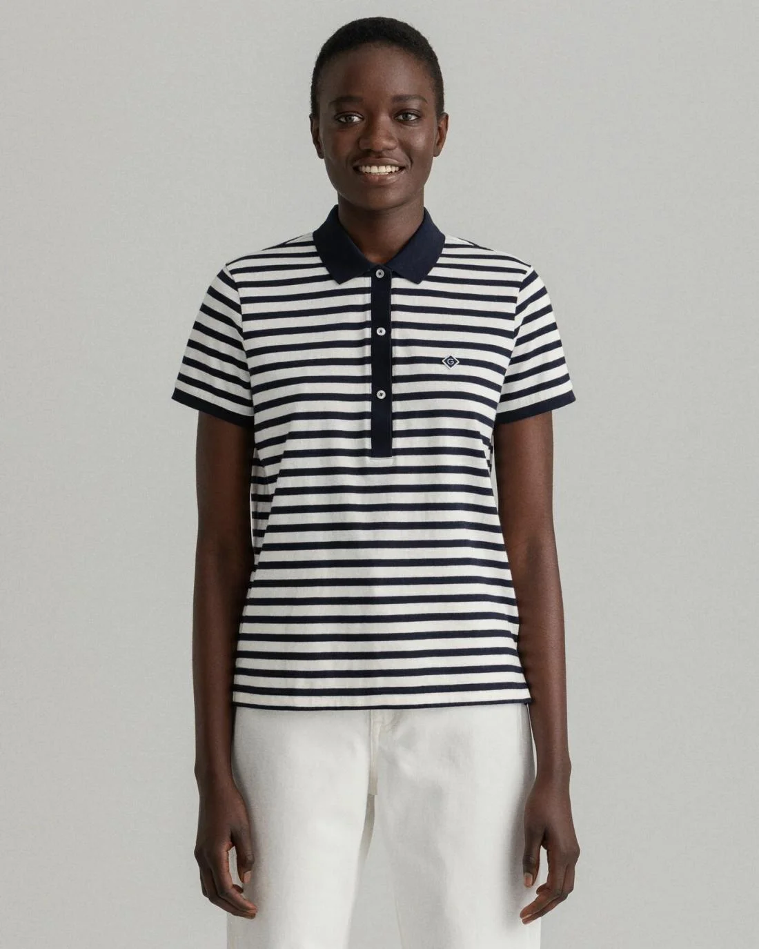 Polos And T-Shirts | Womens GANT Icon G Stripe Polo Shirt Evening Blue