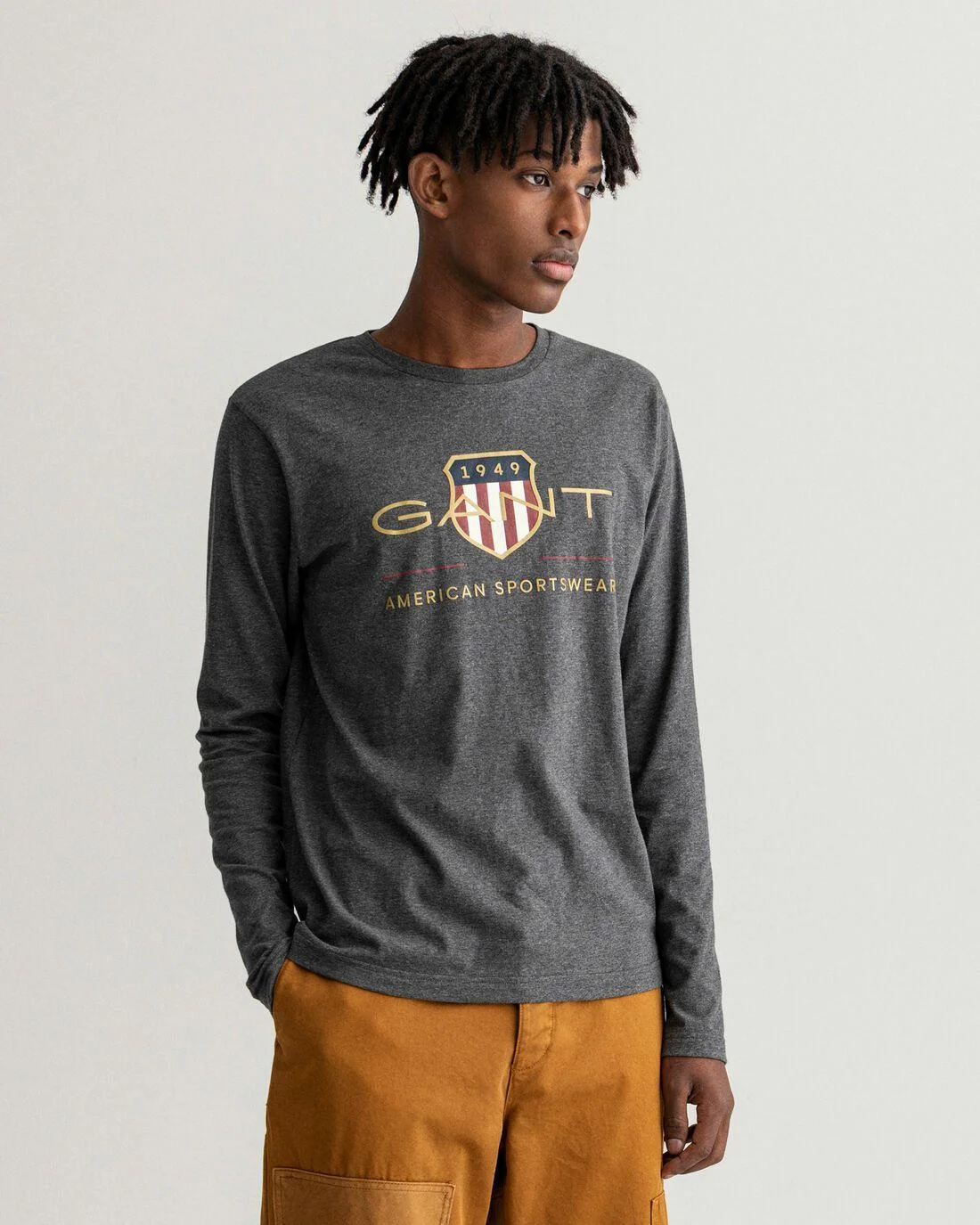 T-Shirts | Mens GANT Archive Shield Long Sleeve T-Shirt Antracit Melange