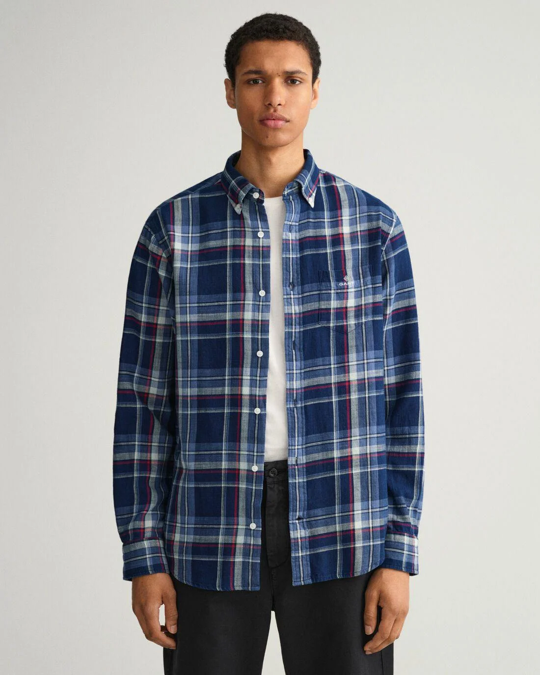 Shirts | Mens GANT Regular Fit Indigo Plaid Shirt Dark Indigo