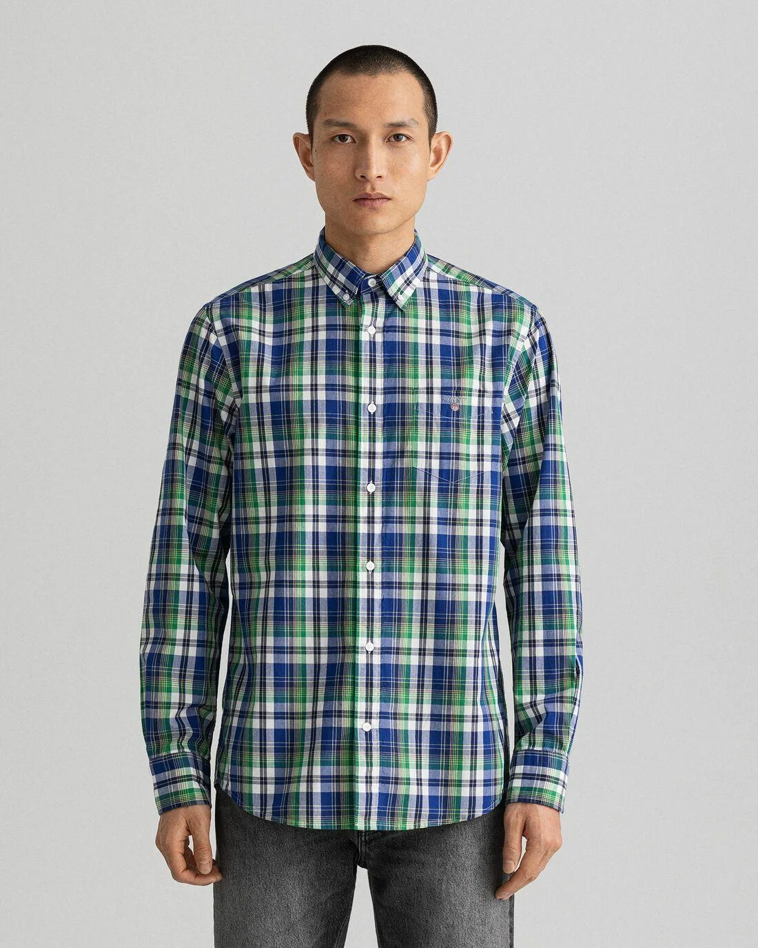 Shirts | Mens GANT Regular Fit Washed Poplin Check Shirt Lavish Green