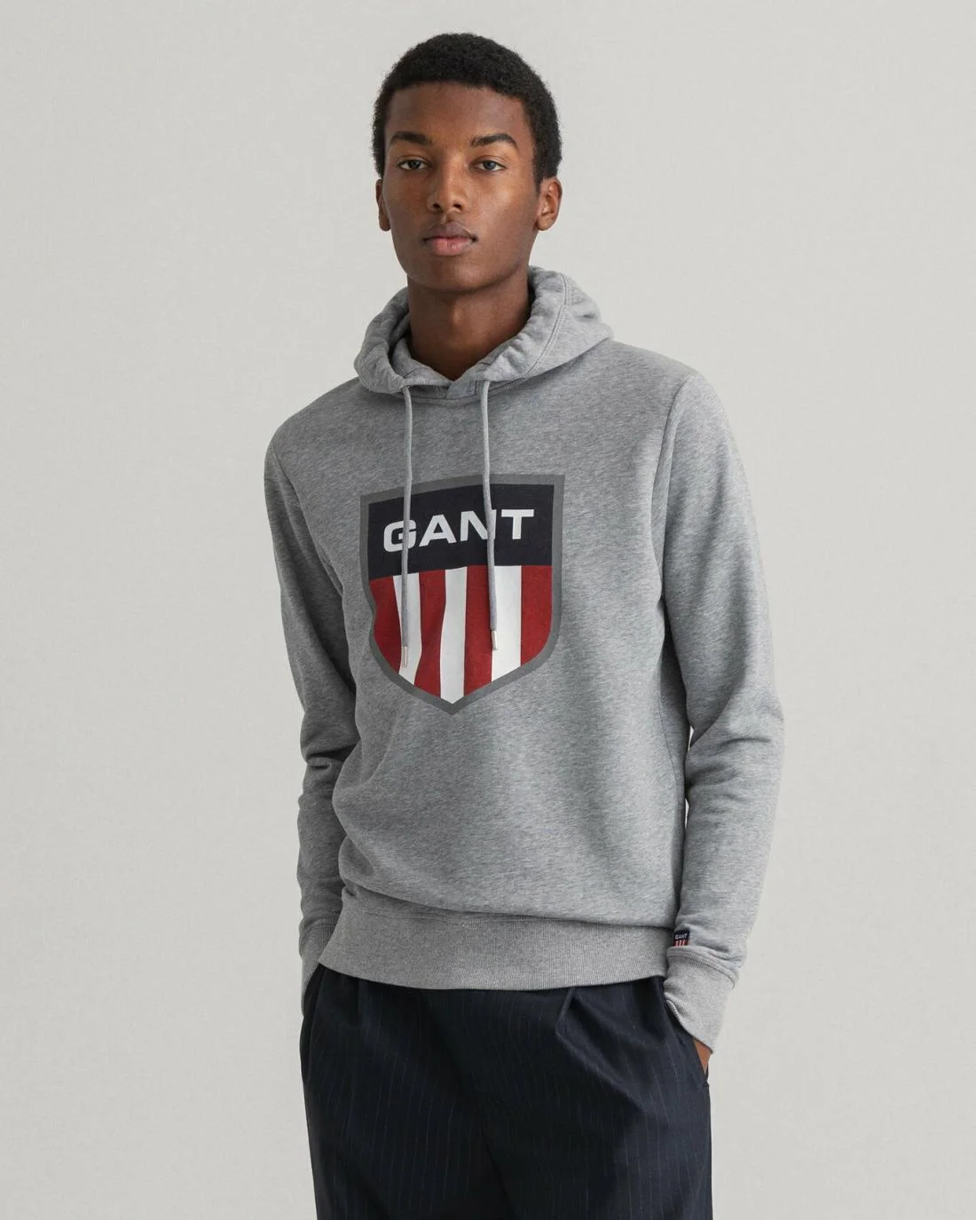 Hoodies And Sweats | Mens GANT Retro Shield Hoodie Grey Melange