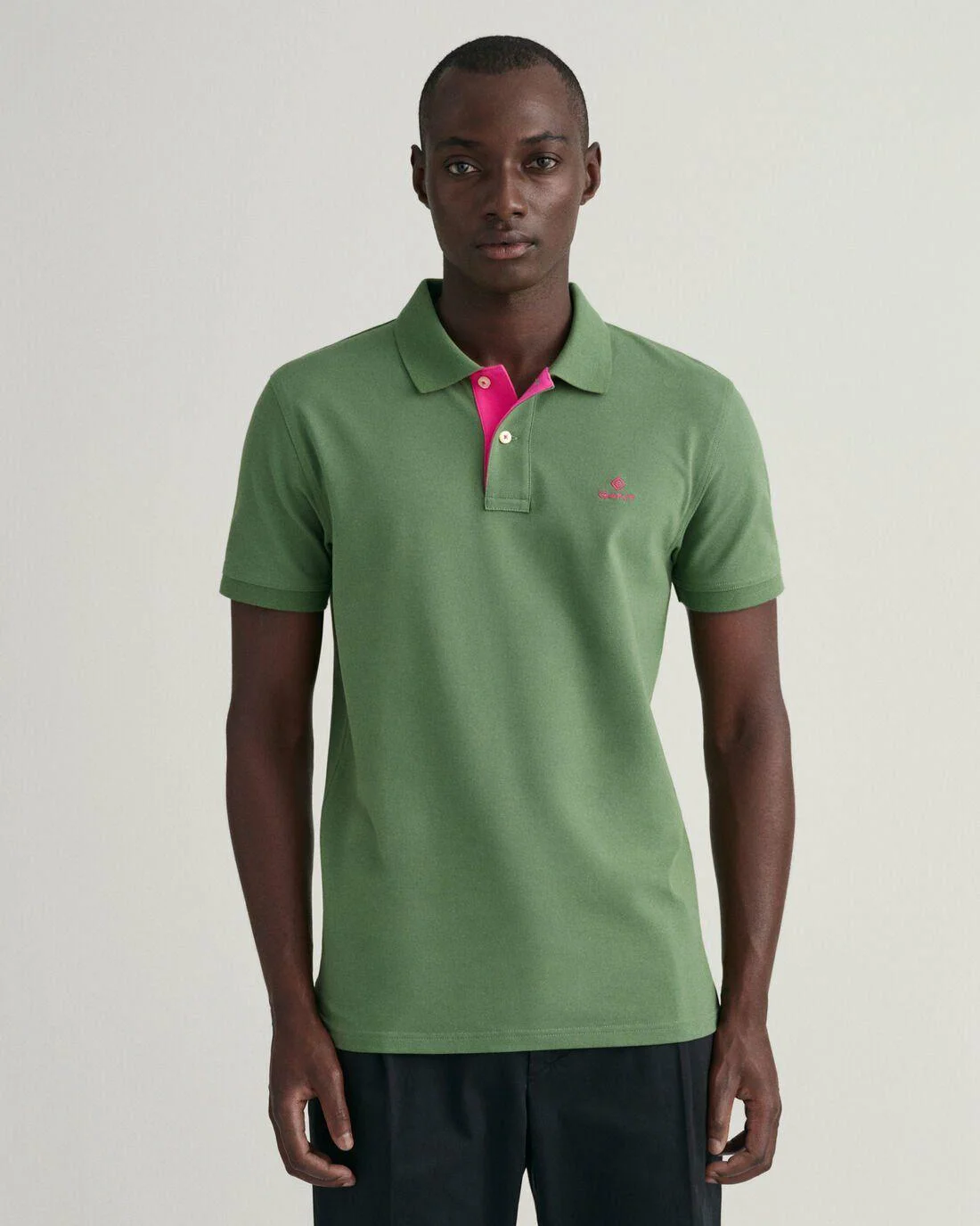 Polo Shirts | Mens GANT Contrast Collar Piqué Rugger Leaf Green