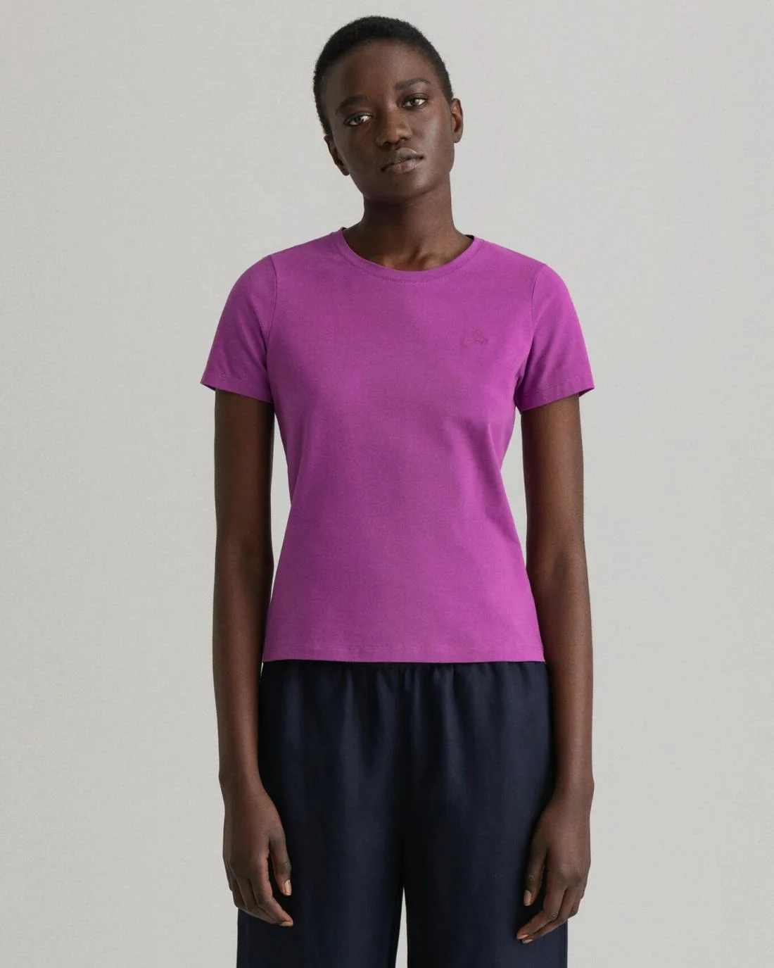 Polos And T-Shirts | Womens GANT Stretch Cotton Top Grape Purple