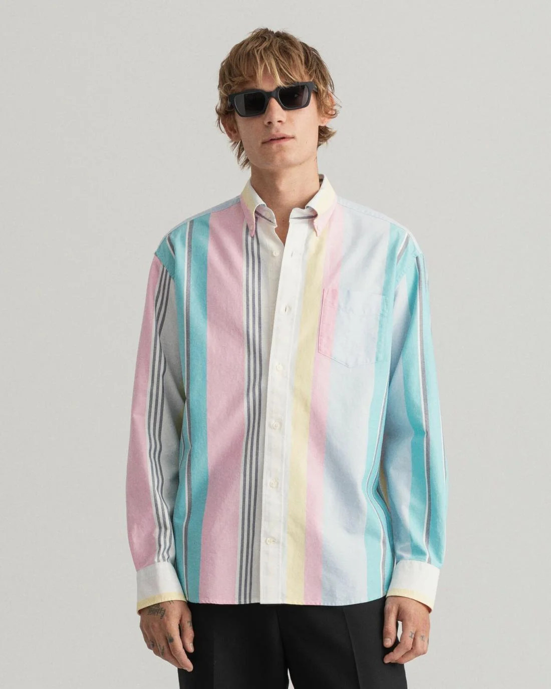 Shirts | Mens GANT Relaxed Fit Multi Stripe Oxford Shirt Sachet Pink