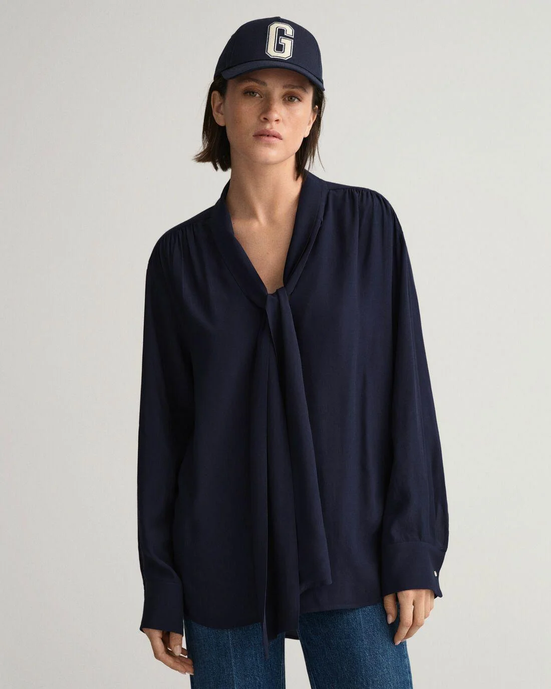 Shirts And Blouses | Womens GANT Bow Blouse Evening Blue