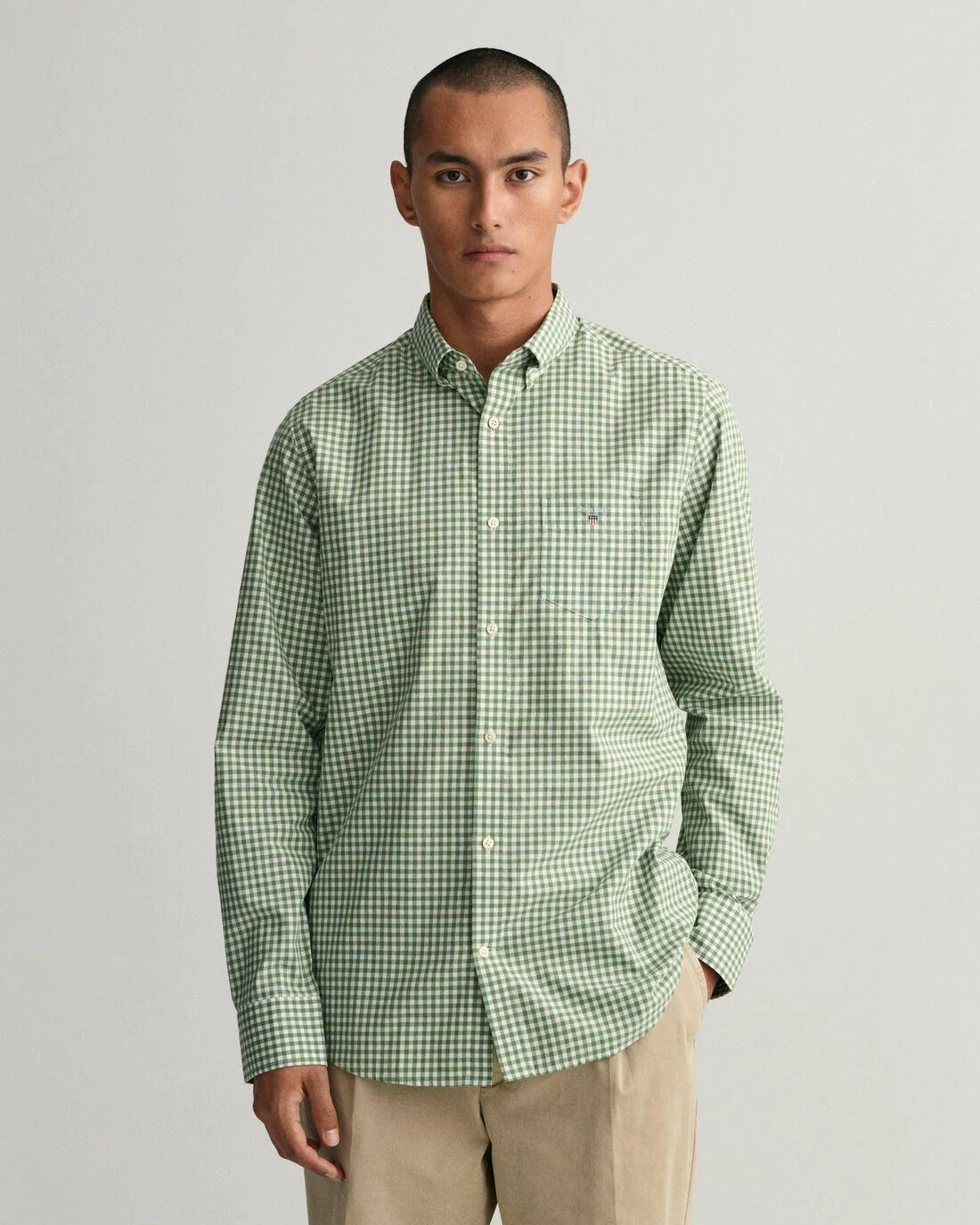 Shirts | Mens GANT Regular Fit Gingham Broadcloth Shirt Leaf Green