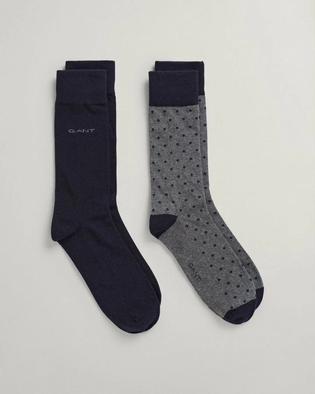 Socks | Mens GANT 2-Pack Solid And Dot Socks Charcoal Melange