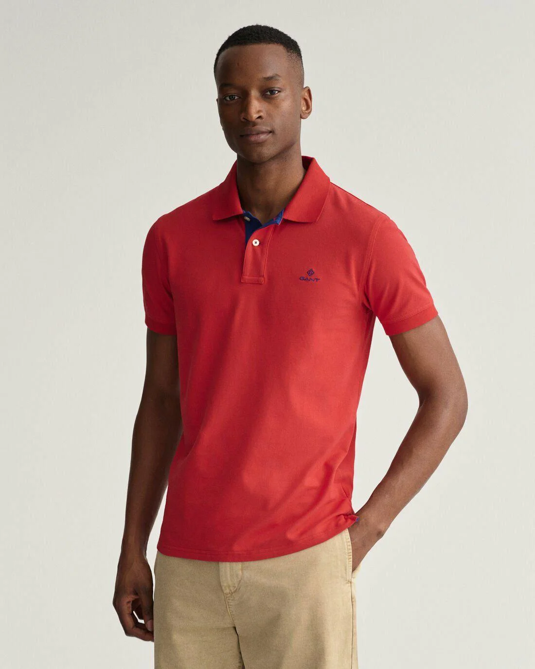 Polo Shirts | Mens GANT Contrast Collar Piqué Rugger Equestrian Red