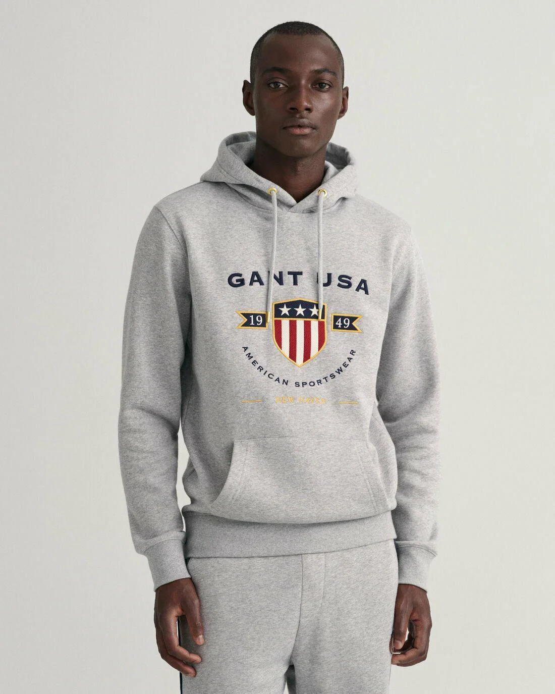 Hoodies And Sweats | Mens GANT Banner Shield Hoodie Grey Melange