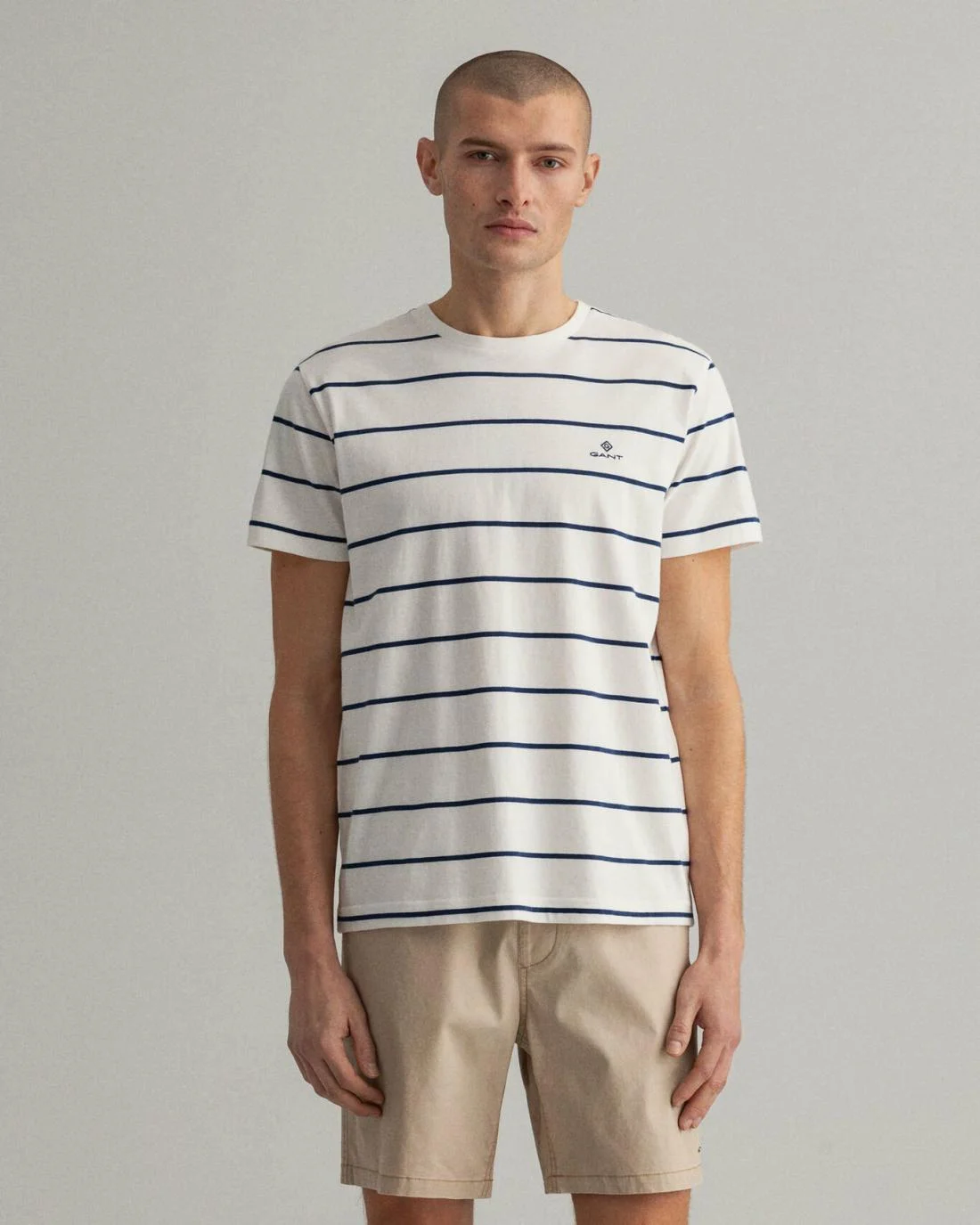 T-Shirts | Mens GANT Breton Stripe T-Shirt Eggshell