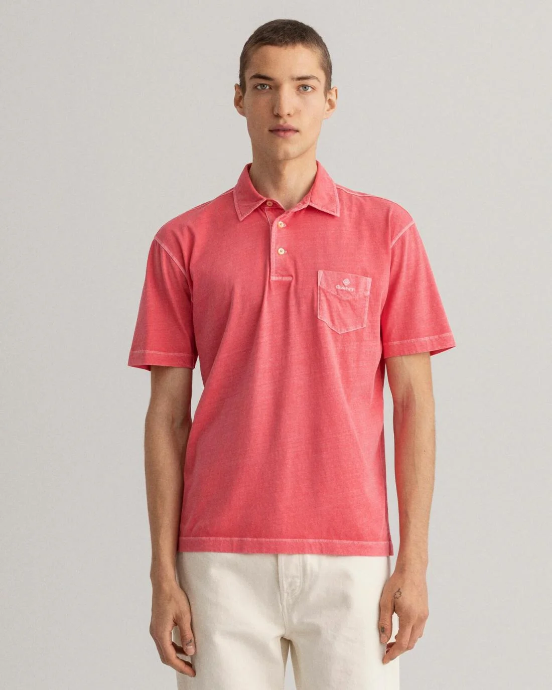 Polo Shirts | Mens GANT Sunfaded Jersey Polo Shirt Watermelon Pink