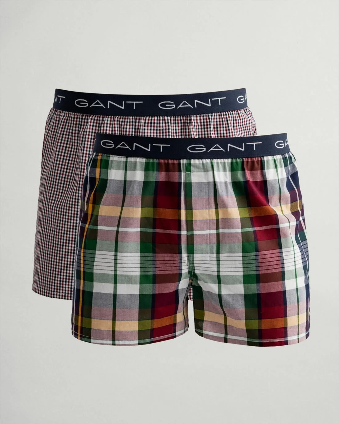 Underwear | Mens GANT 2-Pack Checked Boxer Shorts With Gift Box Evening Blue