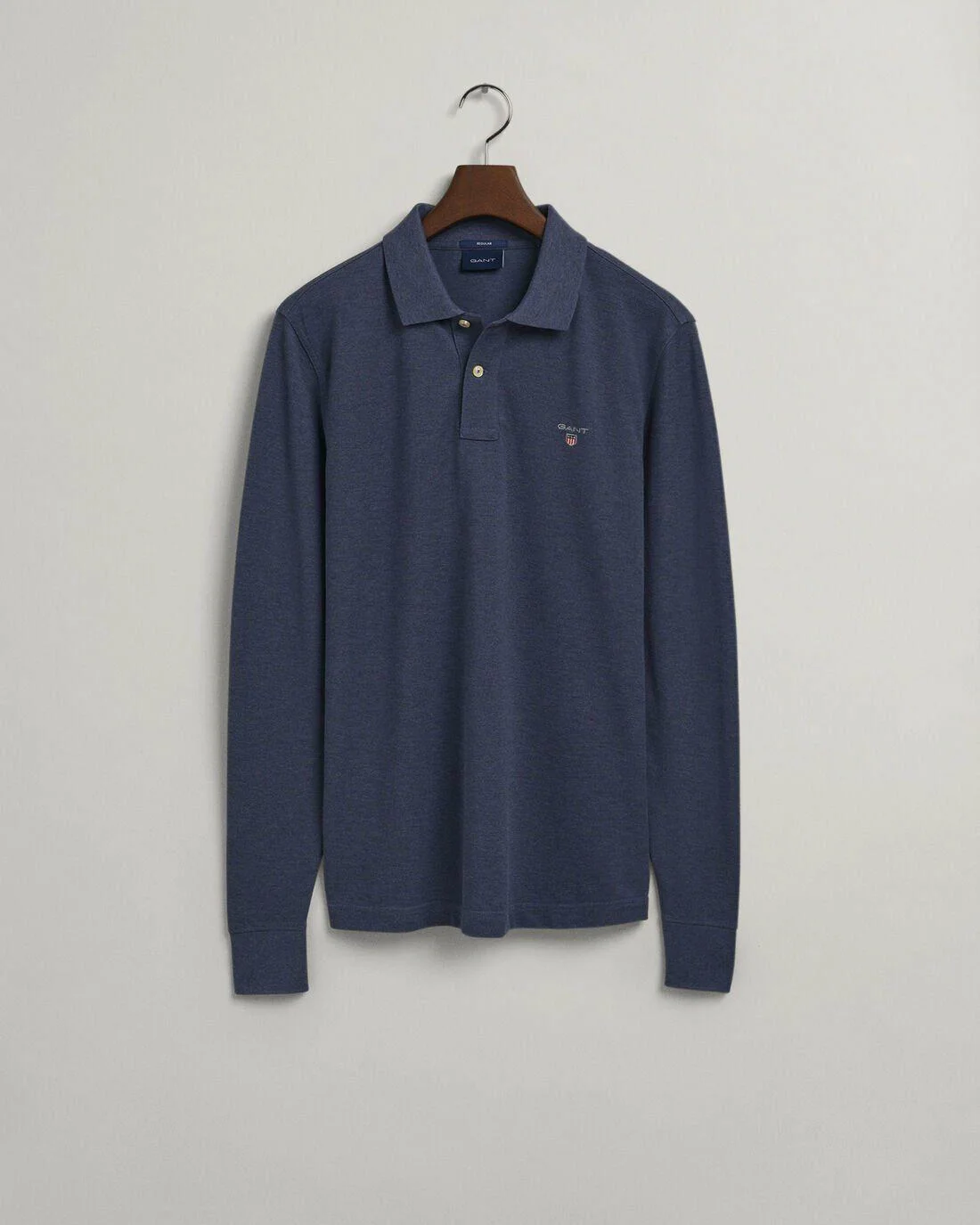 Polo Shirts | Mens GANT Original Long Sleeve Piqué Polo Shirt Dk Jeansblue Melange