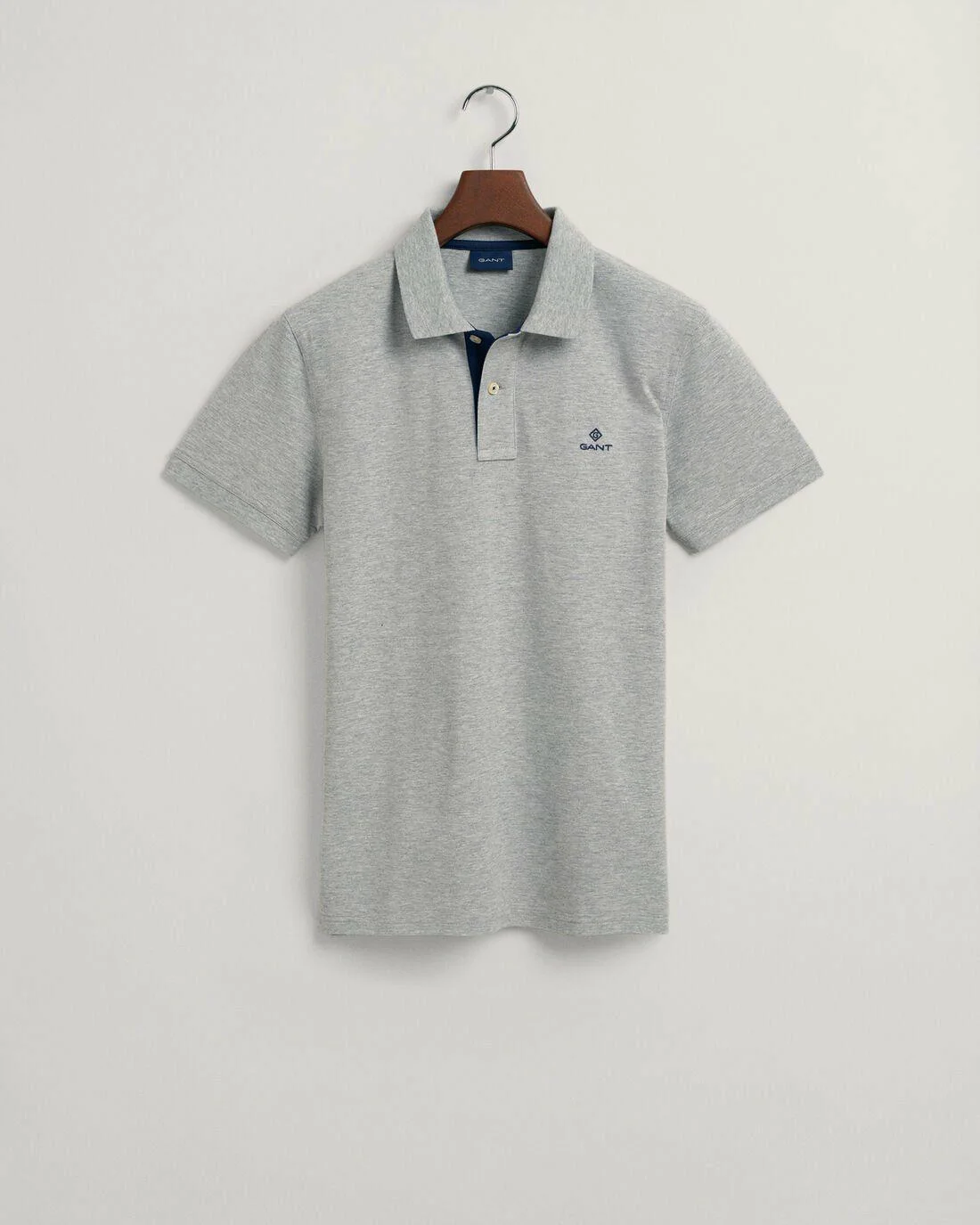 Polo Shirts | Mens GANT Contrast Collar Piqué Rugger Grey Melange