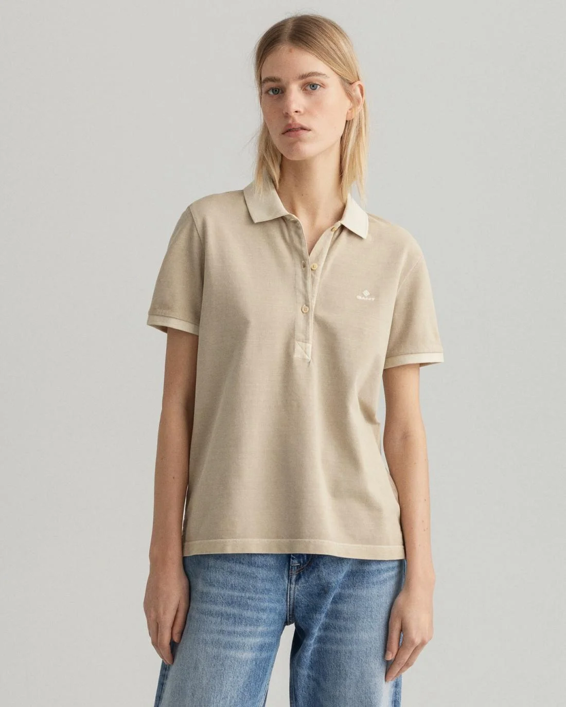 Polos And T-Shirts | Womens GANT Sunfaded Piqué Polo Shirt Desert Beige