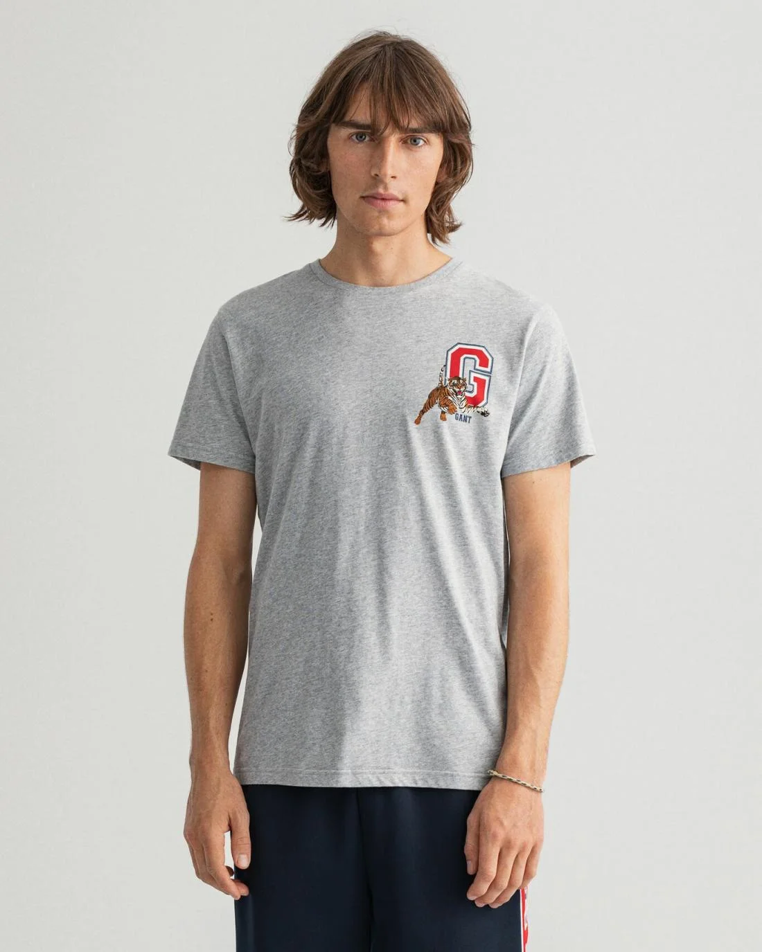 T-Shirts | Mens GANT Tiger T-Shirt Grey Melange