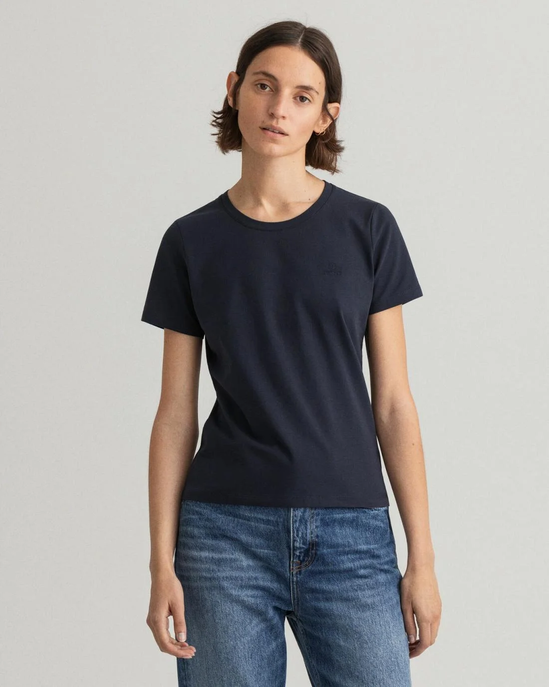 Polos And T-Shirts | Womens GANT Stretch Cotton Top Evening Blue