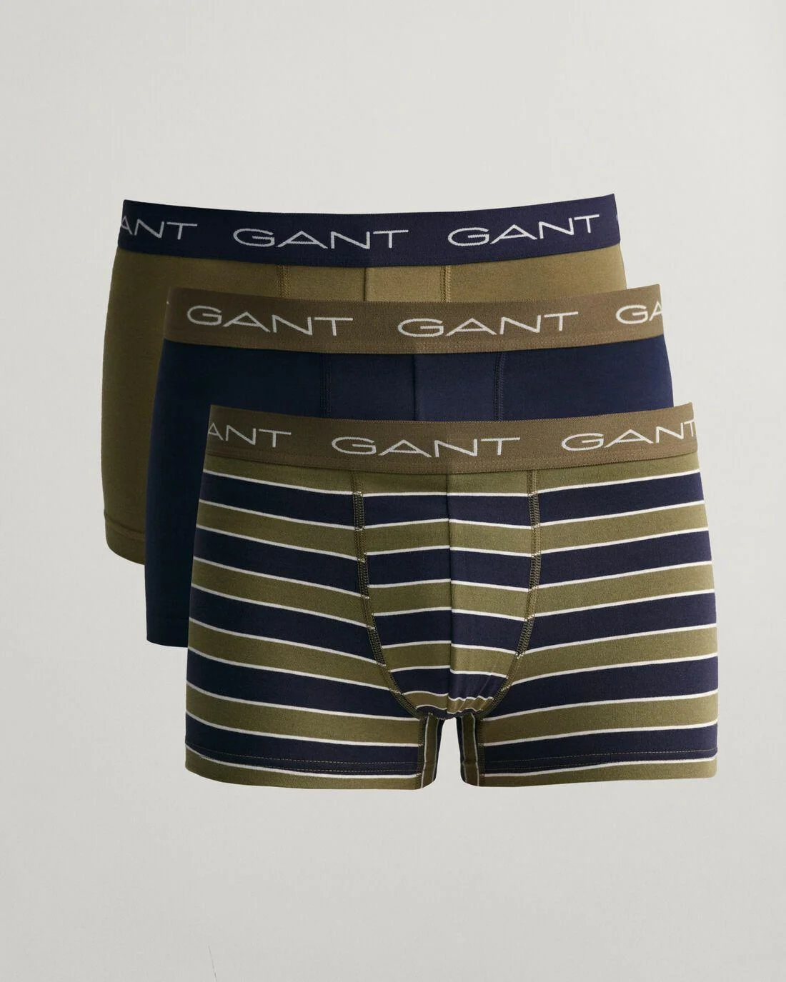 Underwear | Mens GANT 3-Pack Block Stripe Trunks Hunter Green