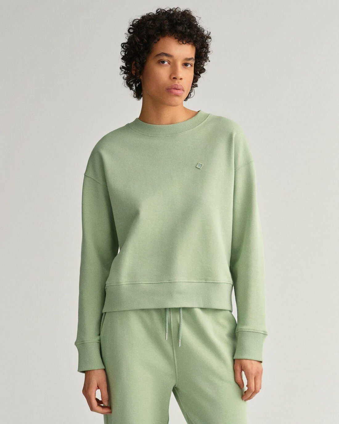 Hoodies And Sweats | Womens GANT Icon G Essential Crew Neck Sweatshirt Eucalyptus Green