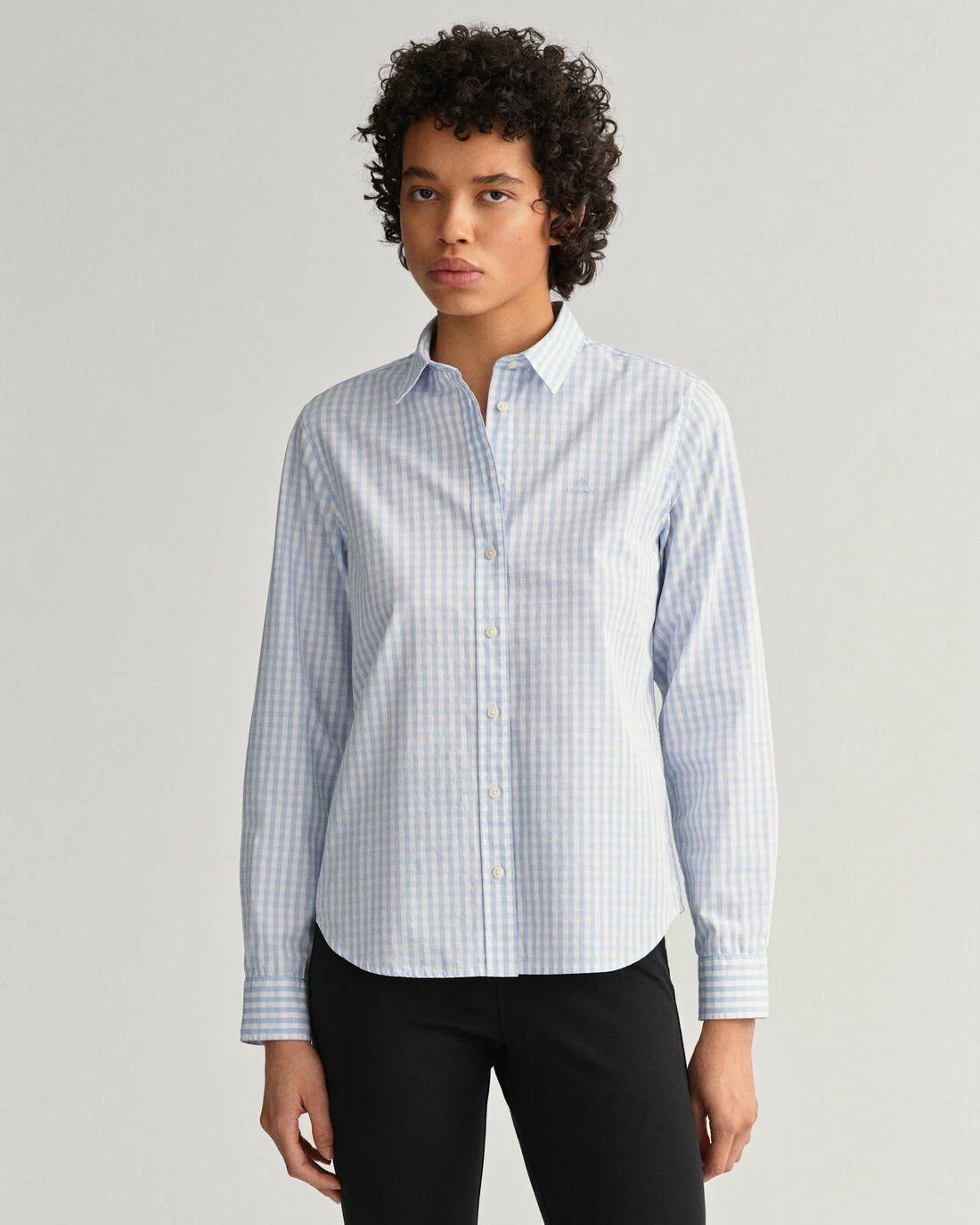 Shirts And Blouses | Womens GANT Regular Fit Gingham Broadcloth Shirt Muted Blue