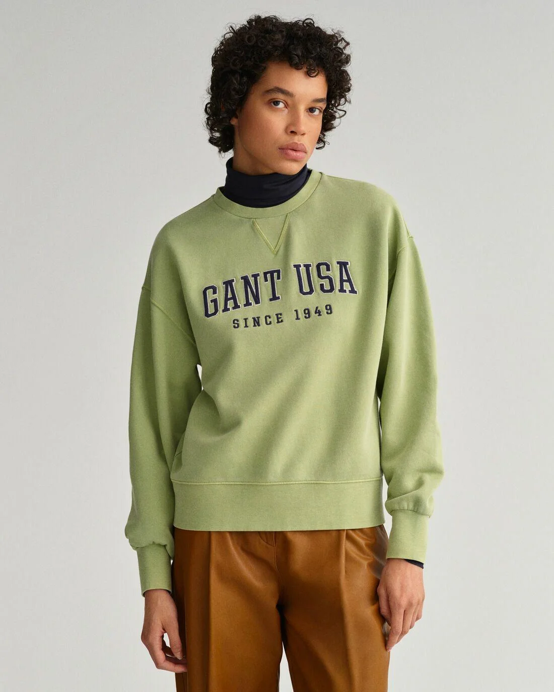 Hoodies And Sweats | Womens GANT Usa Graphic Crew Neck Sweatshirt Eucalyptus Green