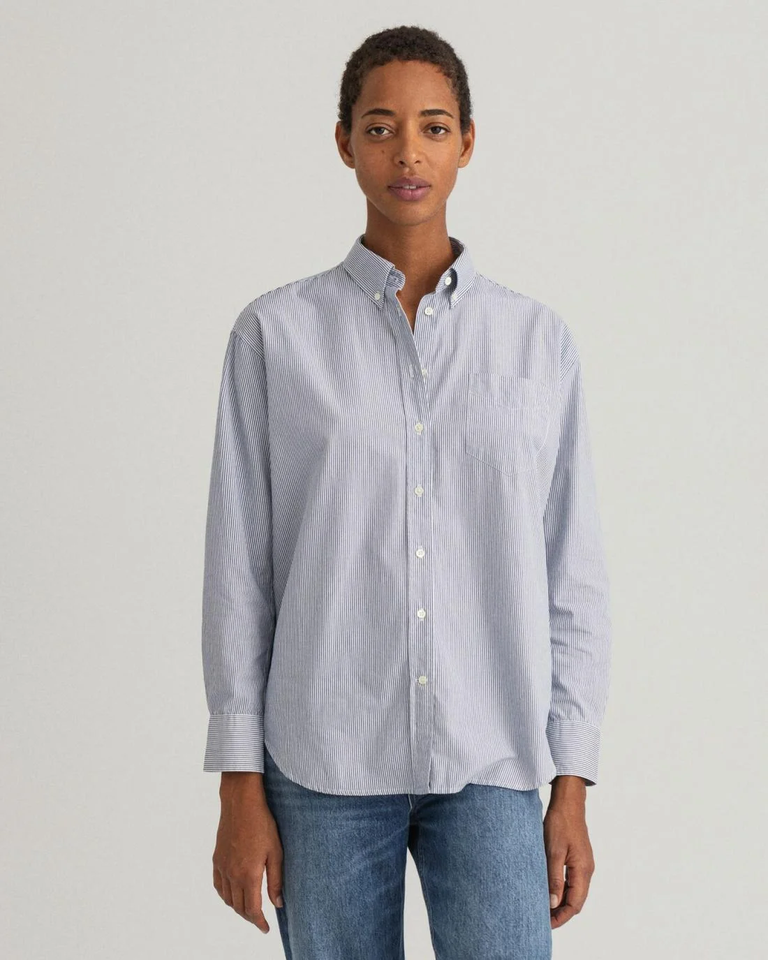 Shirts And Blouses | Womens GANT Relaxed Fit Luxury Poplin Stripe Shirt Persian Blue