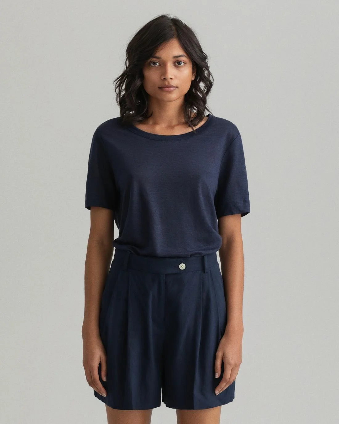 Polos And T-Shirts | Womens GANT Linen T-Shirt Evening Blue