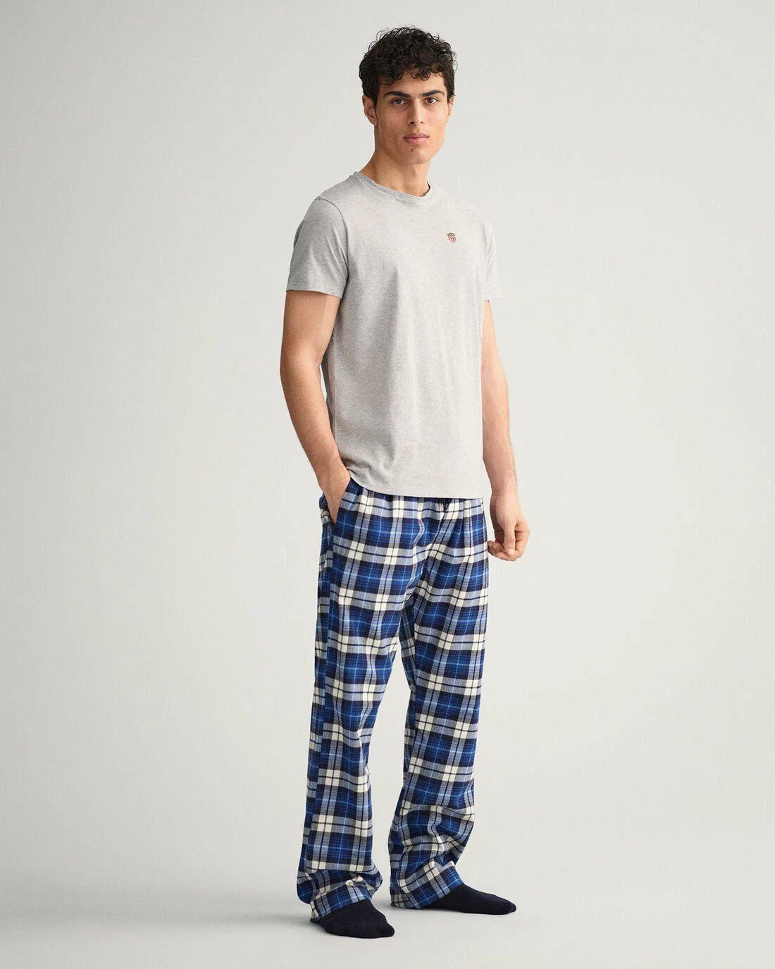 Underwear | Mens GANT Flannel Pajama Pants Evening Blue