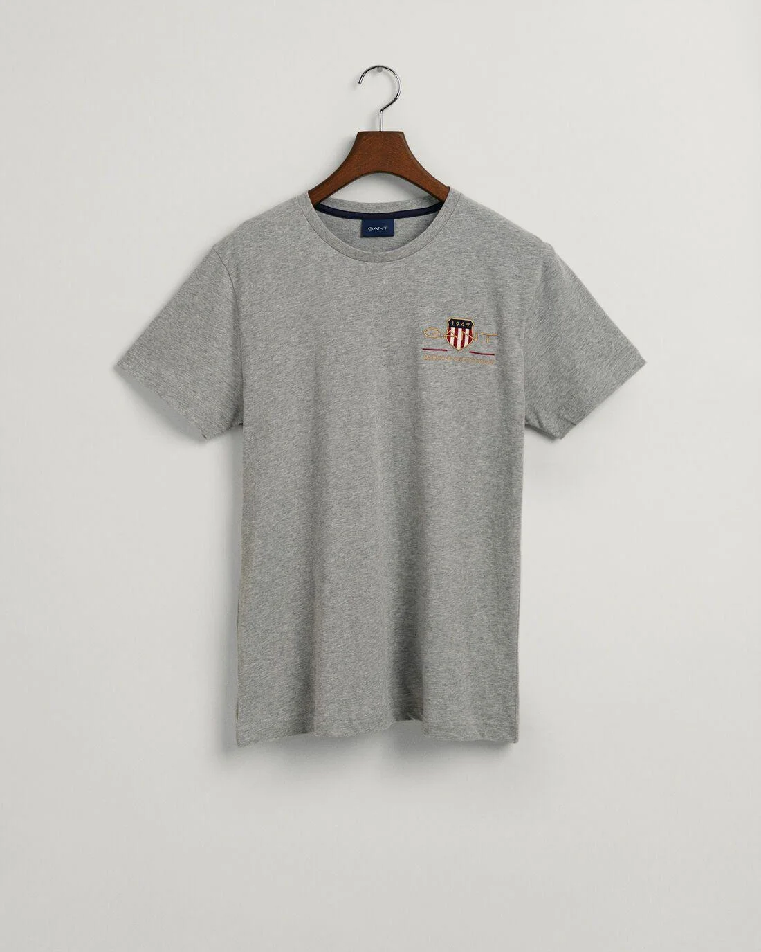 T-Shirts | Mens GANT Archive Shield Embroidery T-Shirt Grey Melange