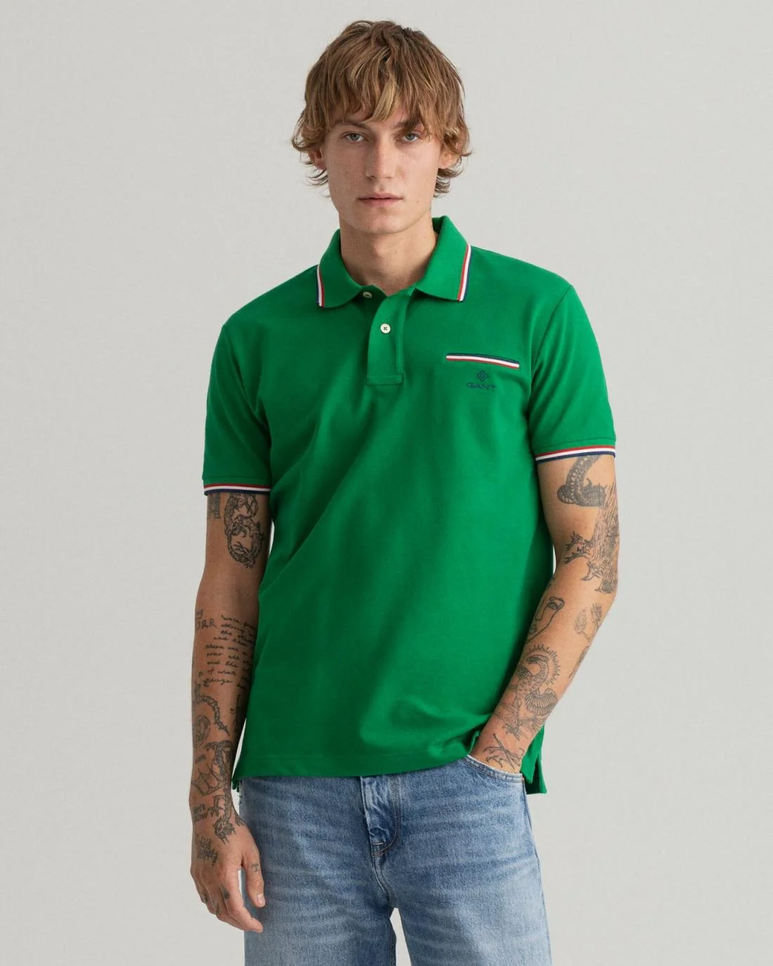 Polo Shirts | Mens GANT 3-Color Tipping Piqué Polo Shirt Lavish Green