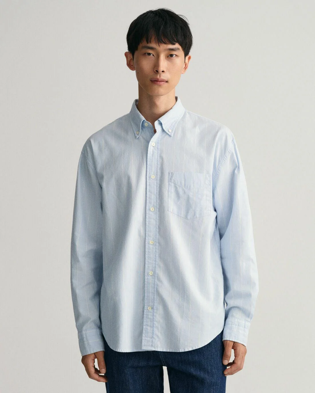 Shirts | Mens GANT Relaxed Fit Pinstripe Oxford Shirt Clear Sky