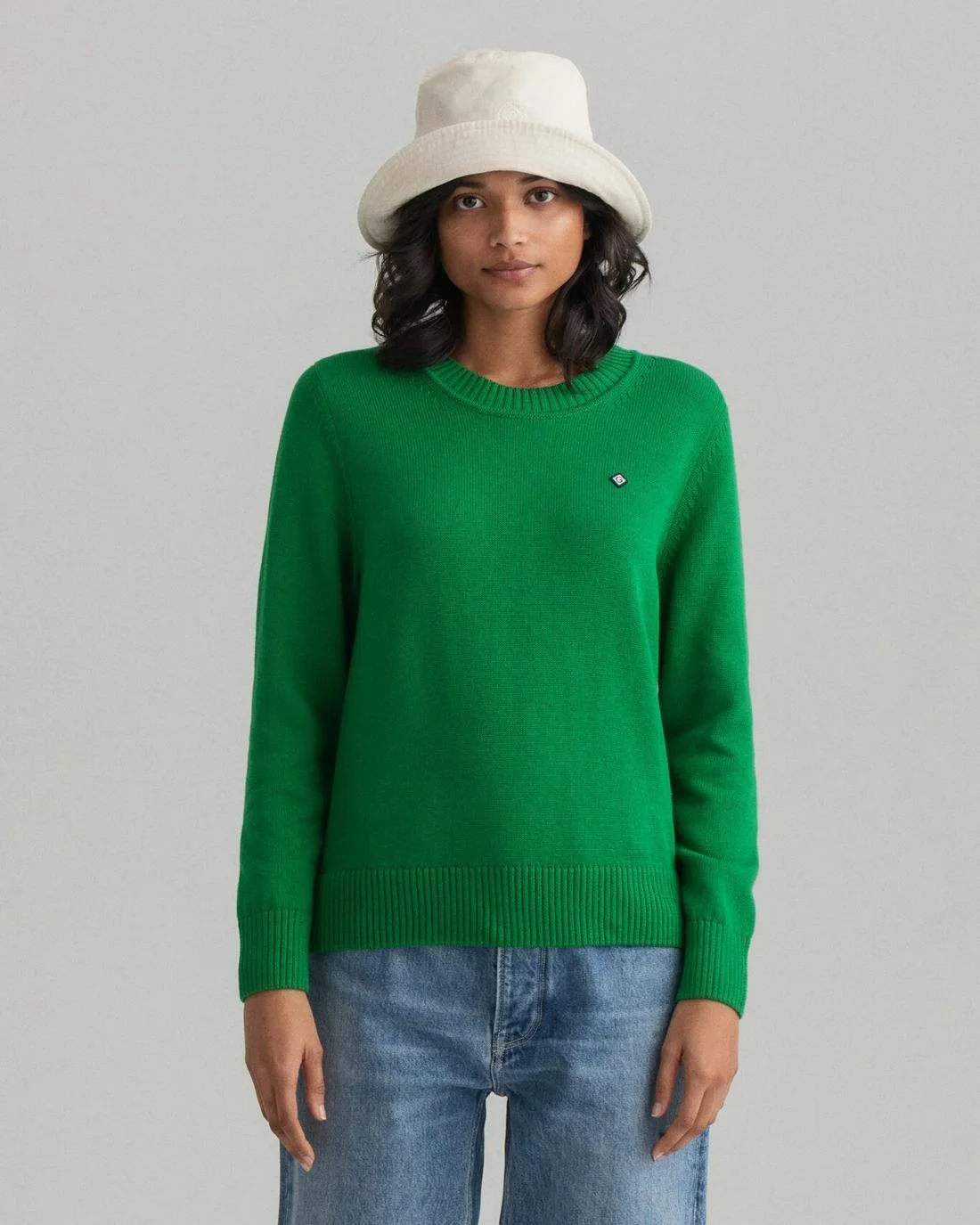 Knitwear | Womens GANT Icon G Cotton Crew Neck Sweater Lavish Green