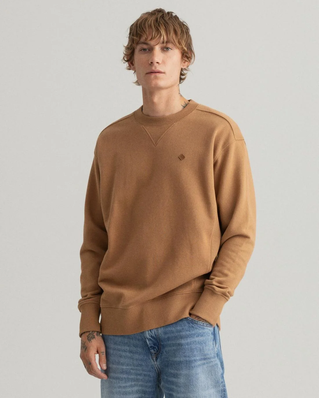 Hoodies And Sweats | Mens GANT Icon G Essential Crew Neck Sweatshirt Roasted Walnut