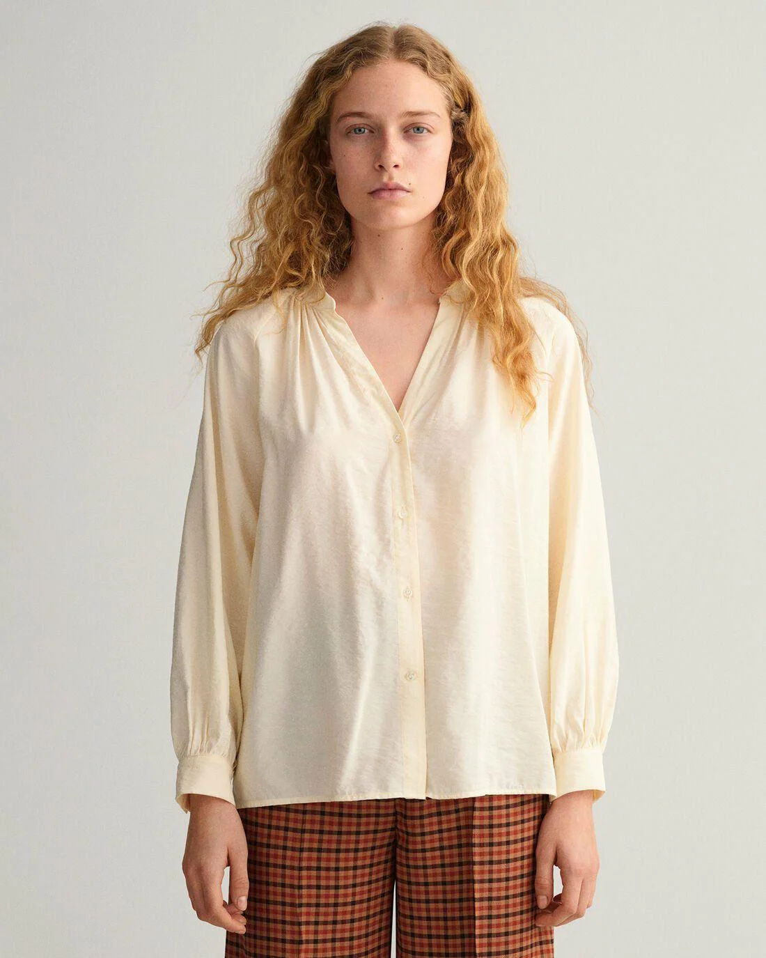 Shirts And Blouses | Womens GANT Stand Collar Blouse Linen