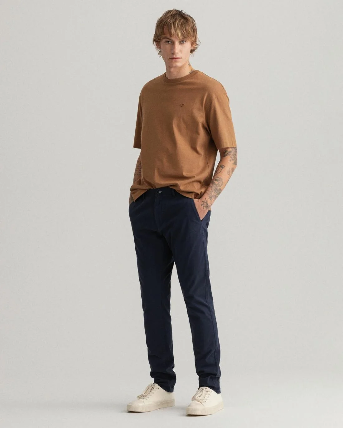 Chinos | Mens GANT Molsey Extra Slim Fit Brushed Chinos Marine