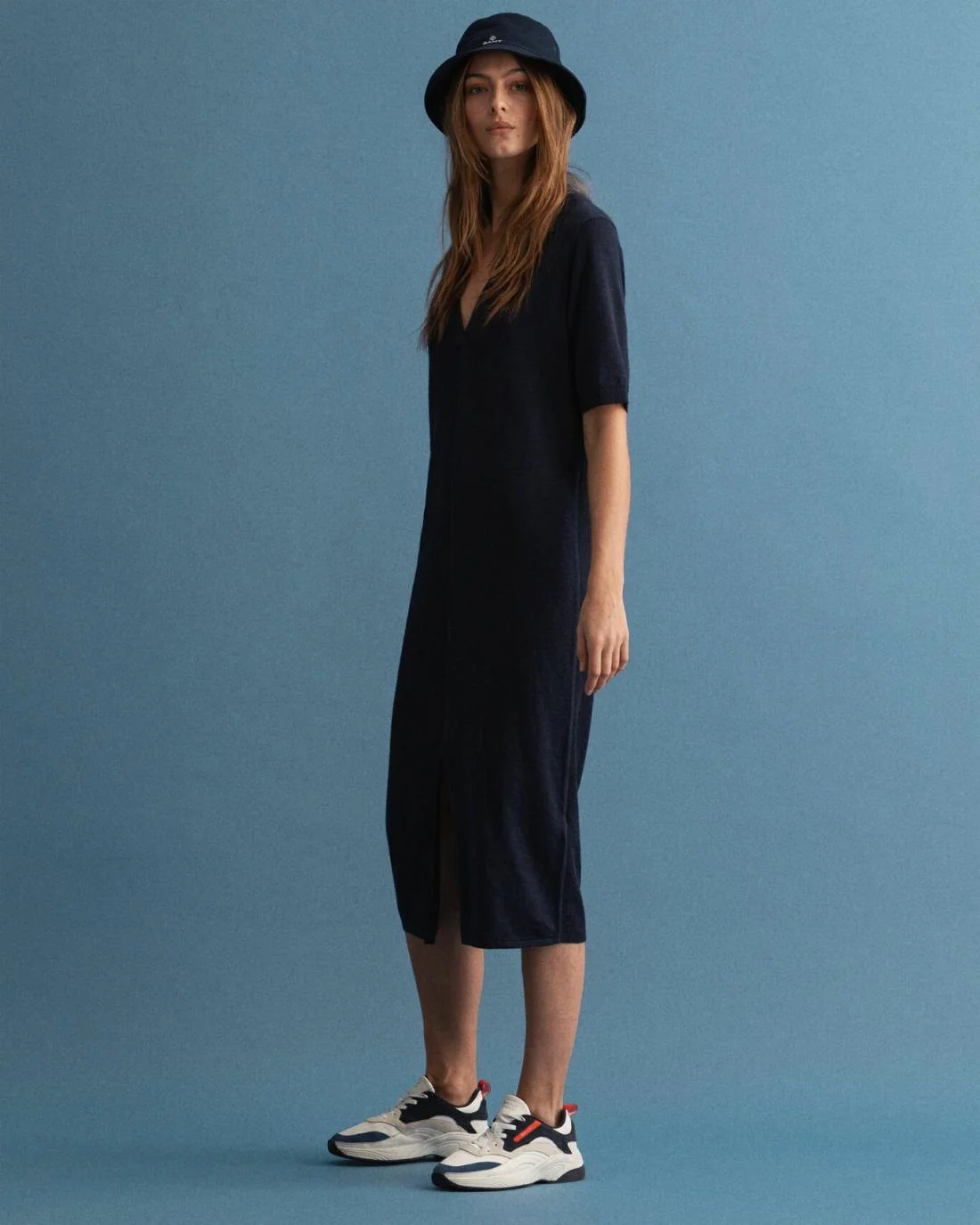 Dresses | Womens GANT Ribbed Rugger Dress Evening Blue