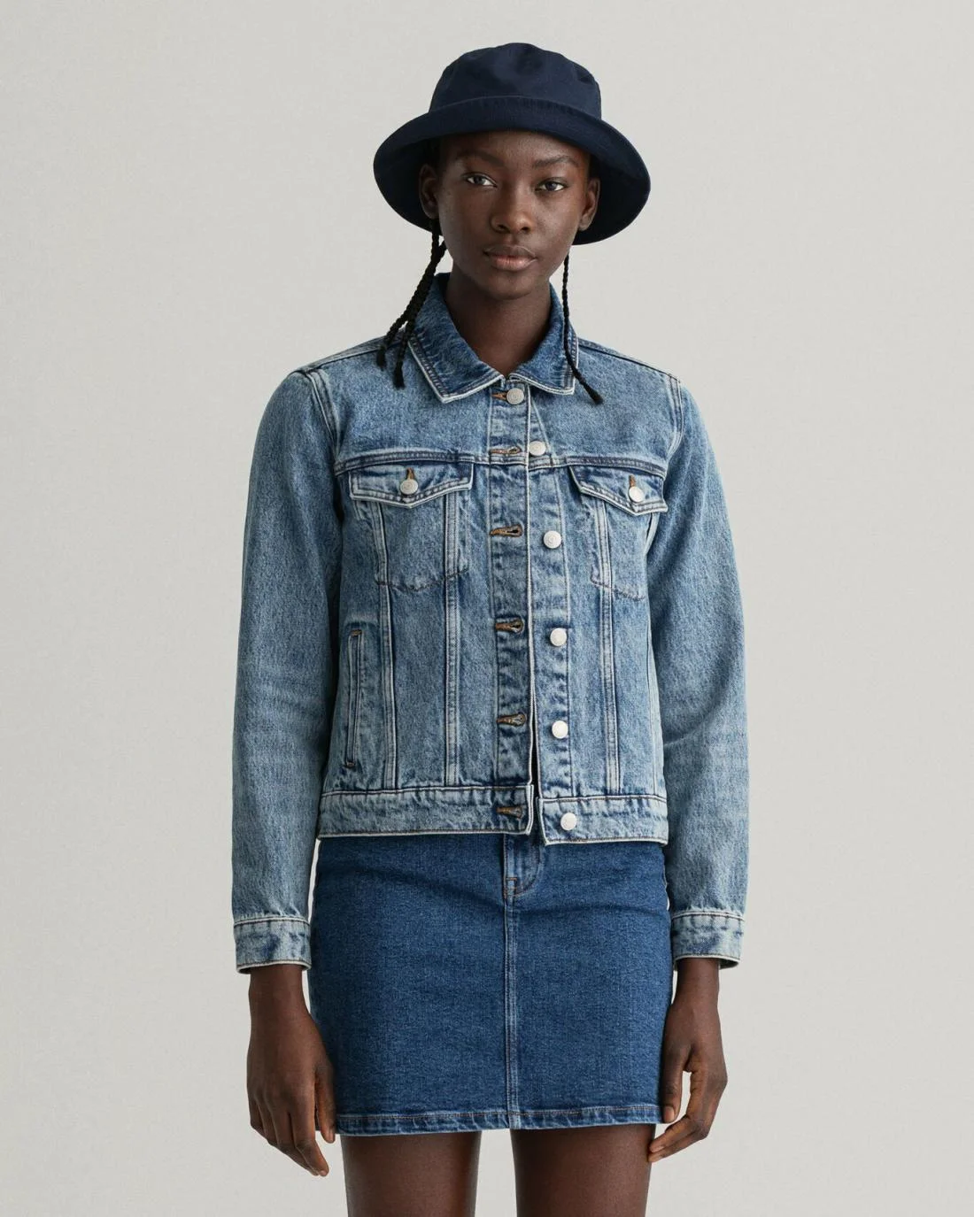 Jackets And Coats | Womens GANT Denim Trucker Jacket Light Blue Broken In