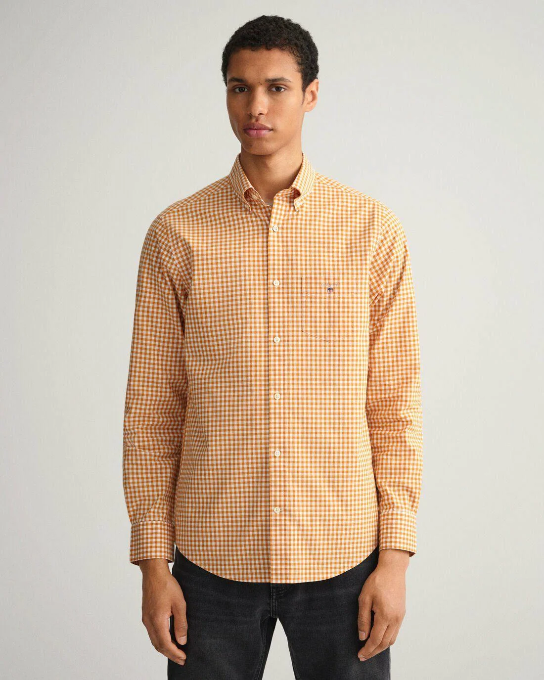 Shirts | Mens GANT Regular Fit Gingham Broadcloth Shirt Dark Mustard Orange