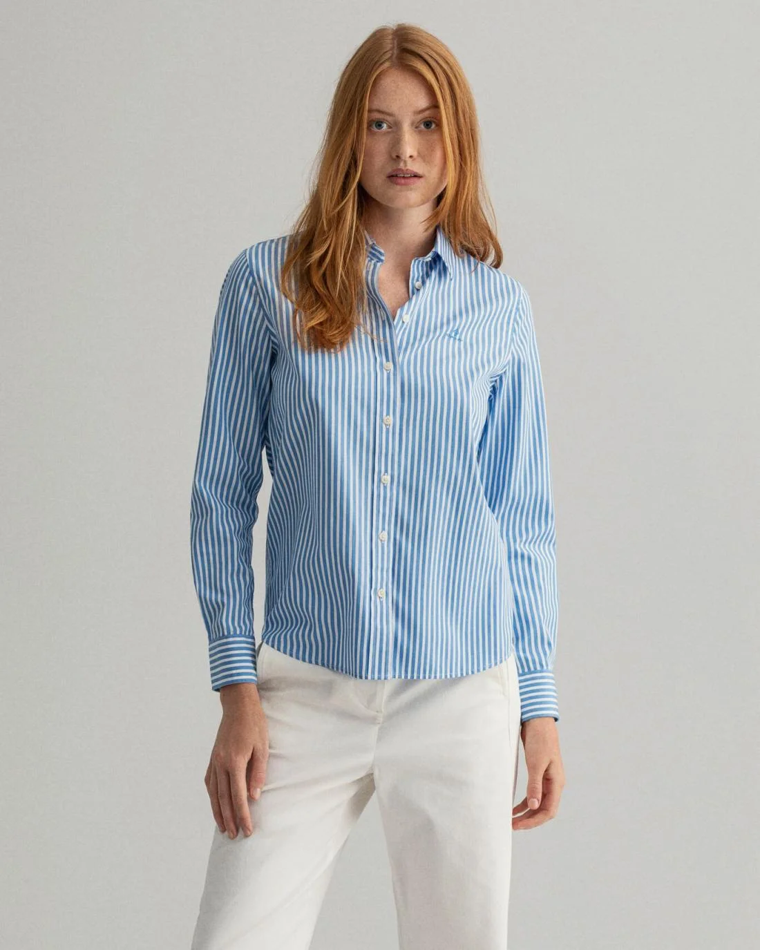 Shirts And Blouses | Womens GANT Striped Broadcloth Shirt Pacific Blue