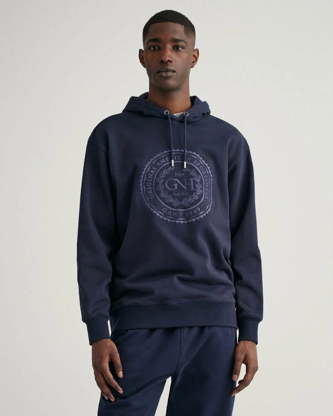 Hoodies And Sweats | Mens GANT Monogram Sweat Hoodie Evening Blue