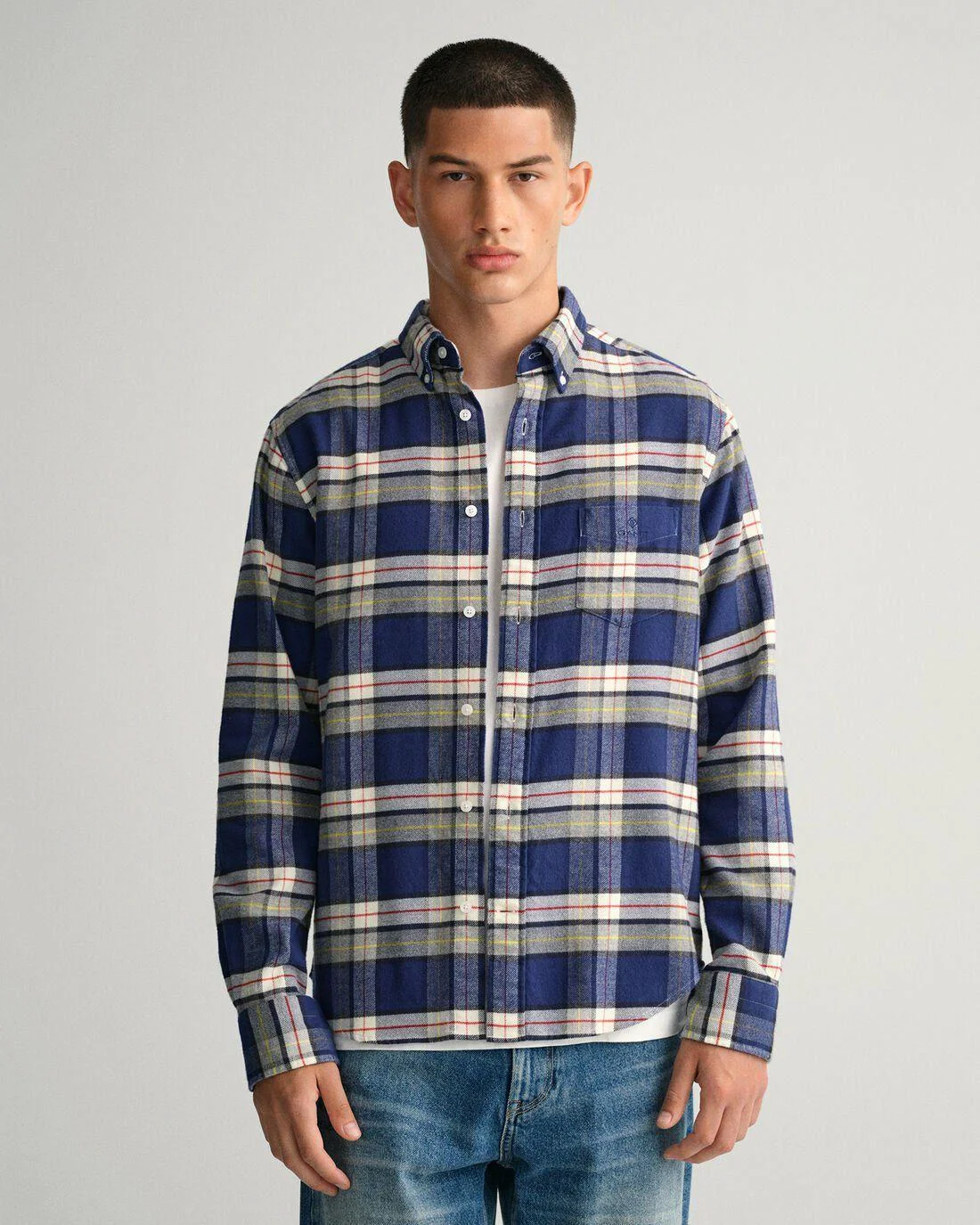 Shirts | Mens GANT Regular Fit Flannel Check Shirt Persian Blue