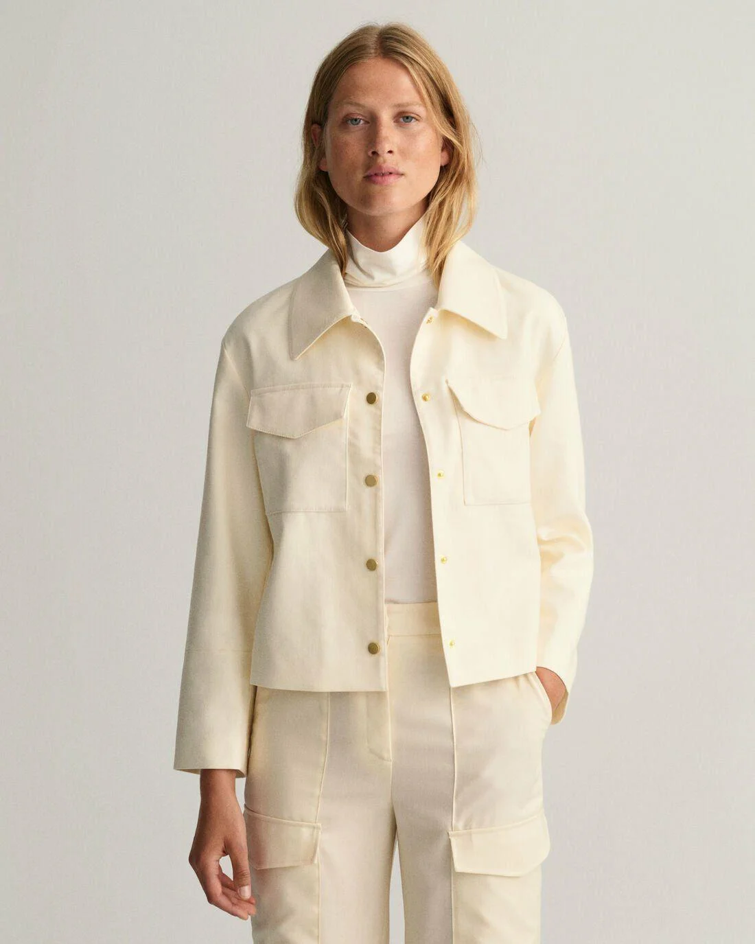 Blazers | Womens GANT Cropped Blazer Jacket Cream