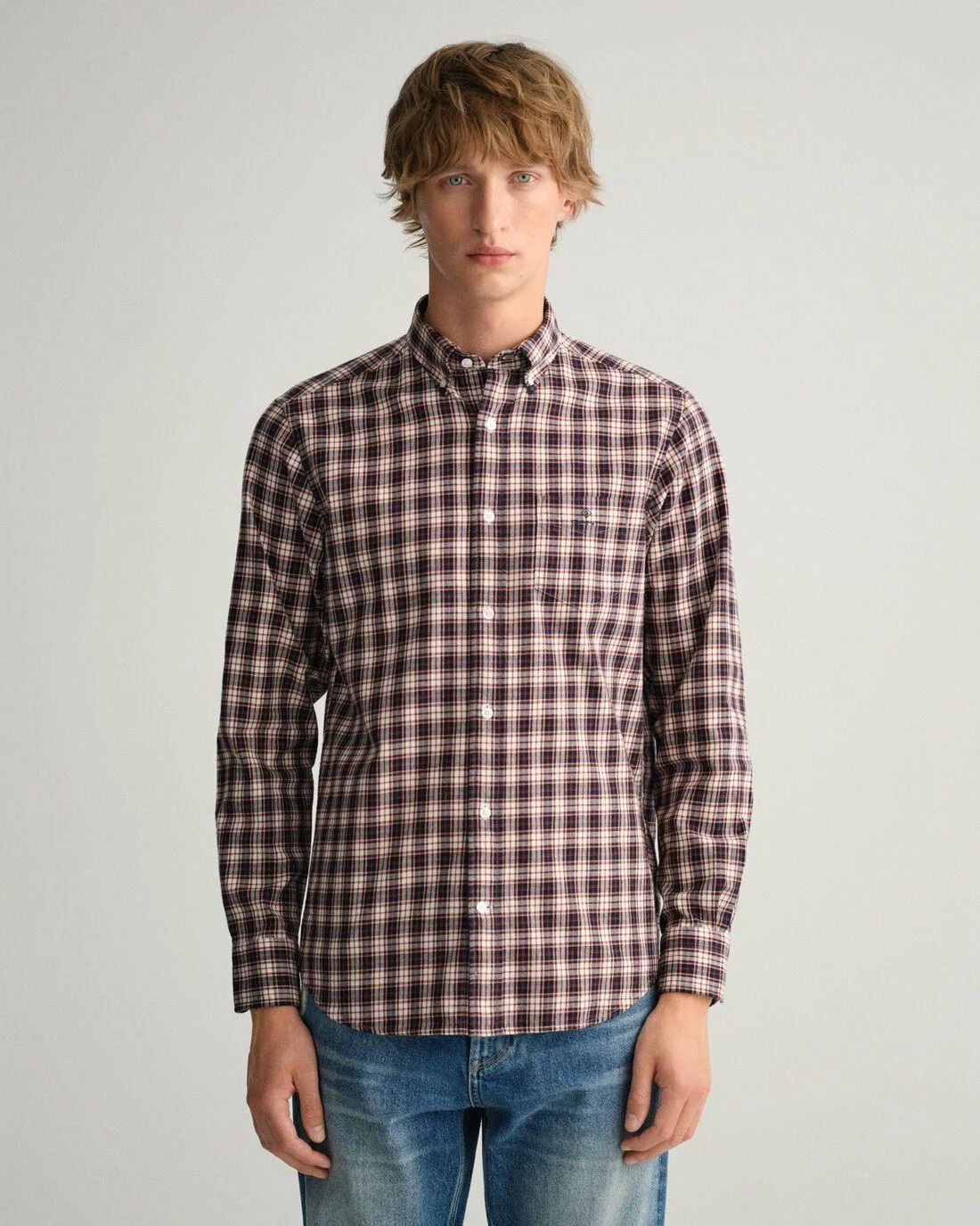 Shirts | Mens GANT Regular Fit Flannel Check Shirt Evening Blue