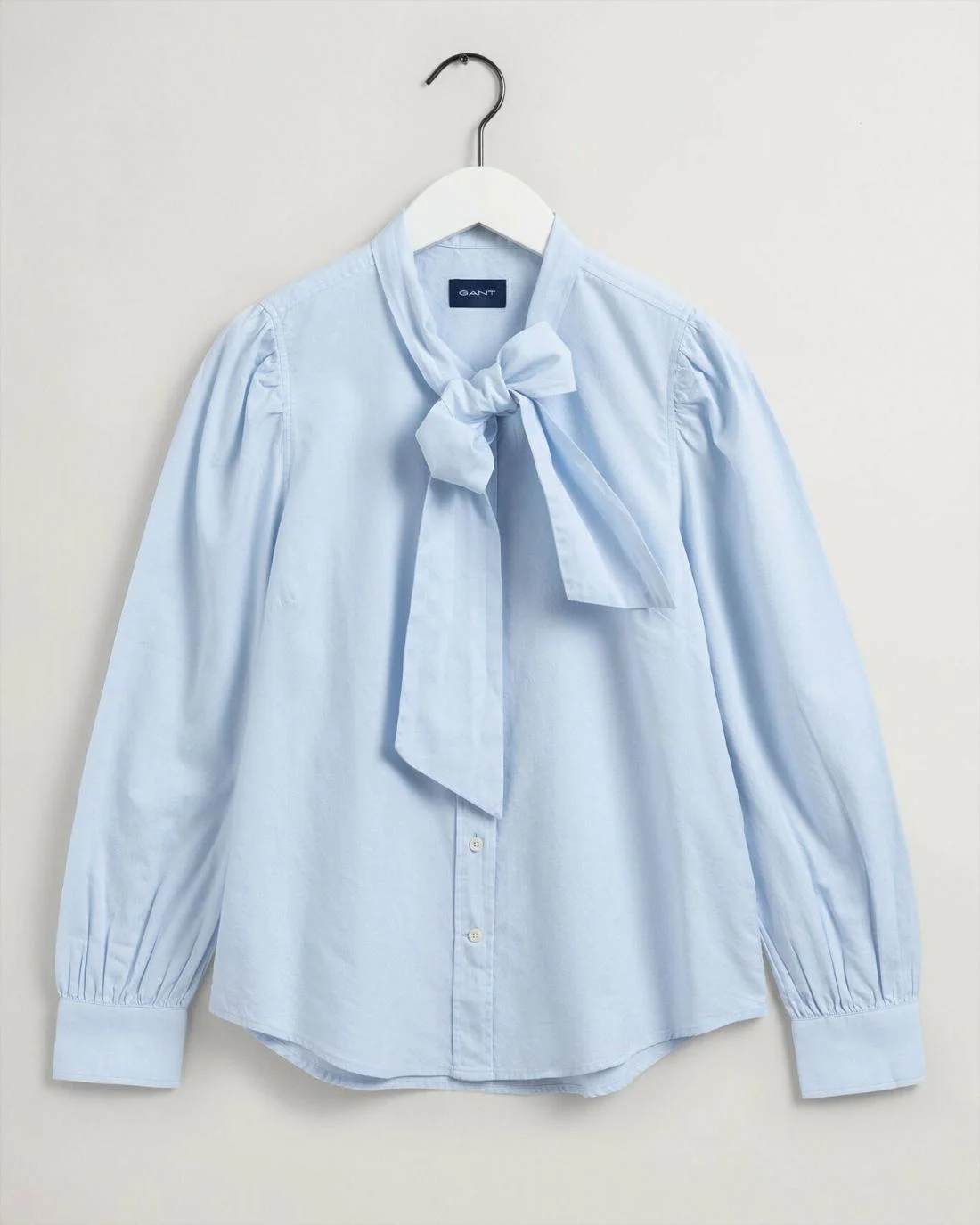 Shirts And Blouses | Womens GANT Bow Puff Sleeve Oxford Shirt Hamptons Blue