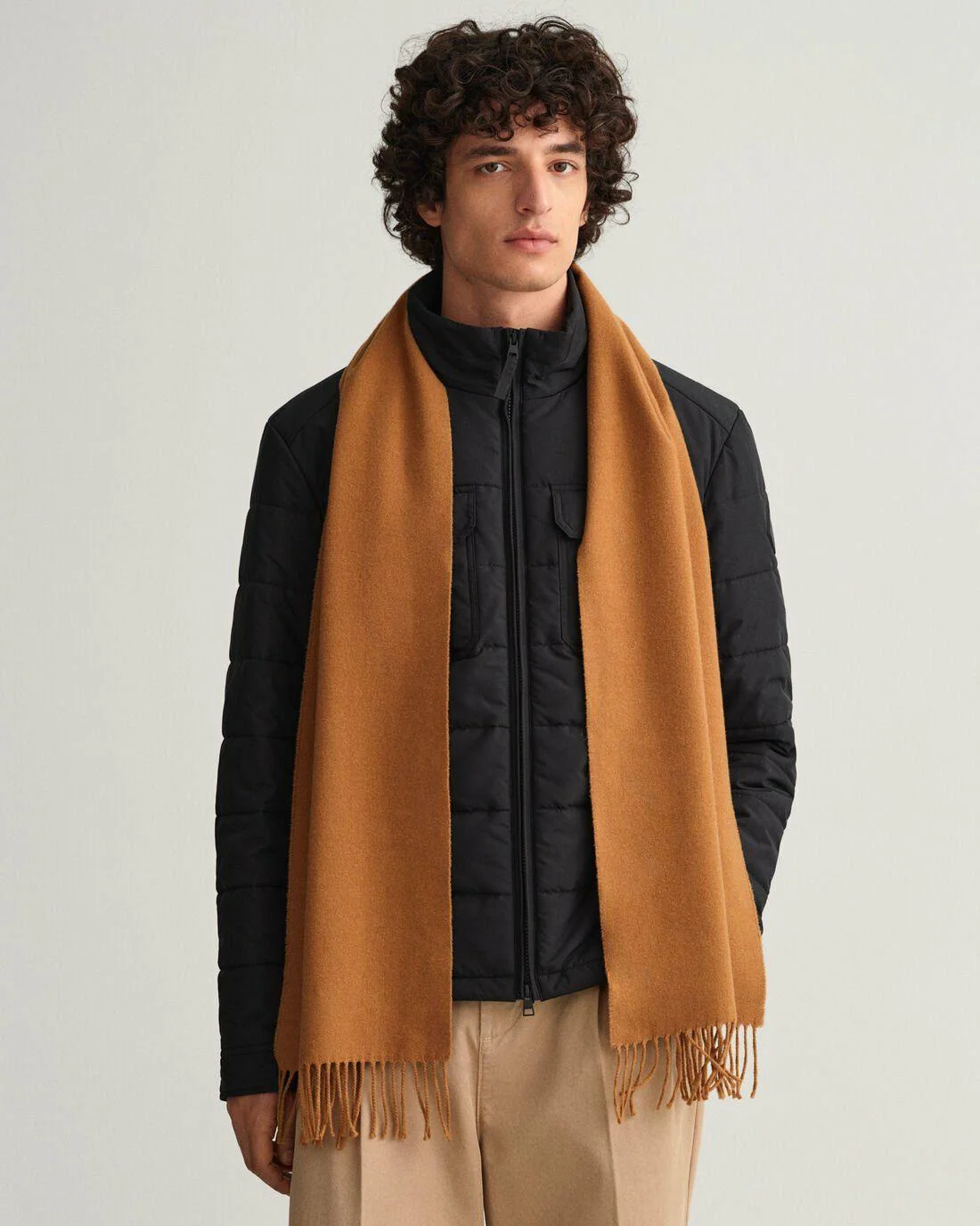 Gloves &amp; Scarves | Mens GANT Solid Wool Scarf Roasted Walnut