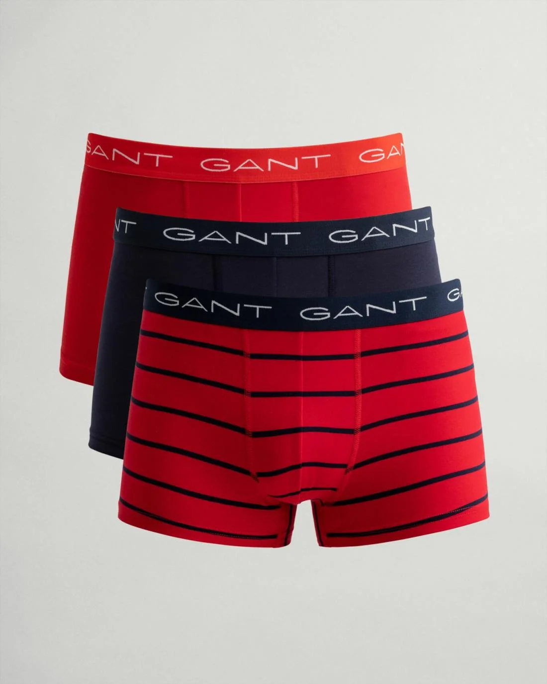 Underwear | Mens GANT 3-Pack Stripe Trunks With Gift Box Bright Red