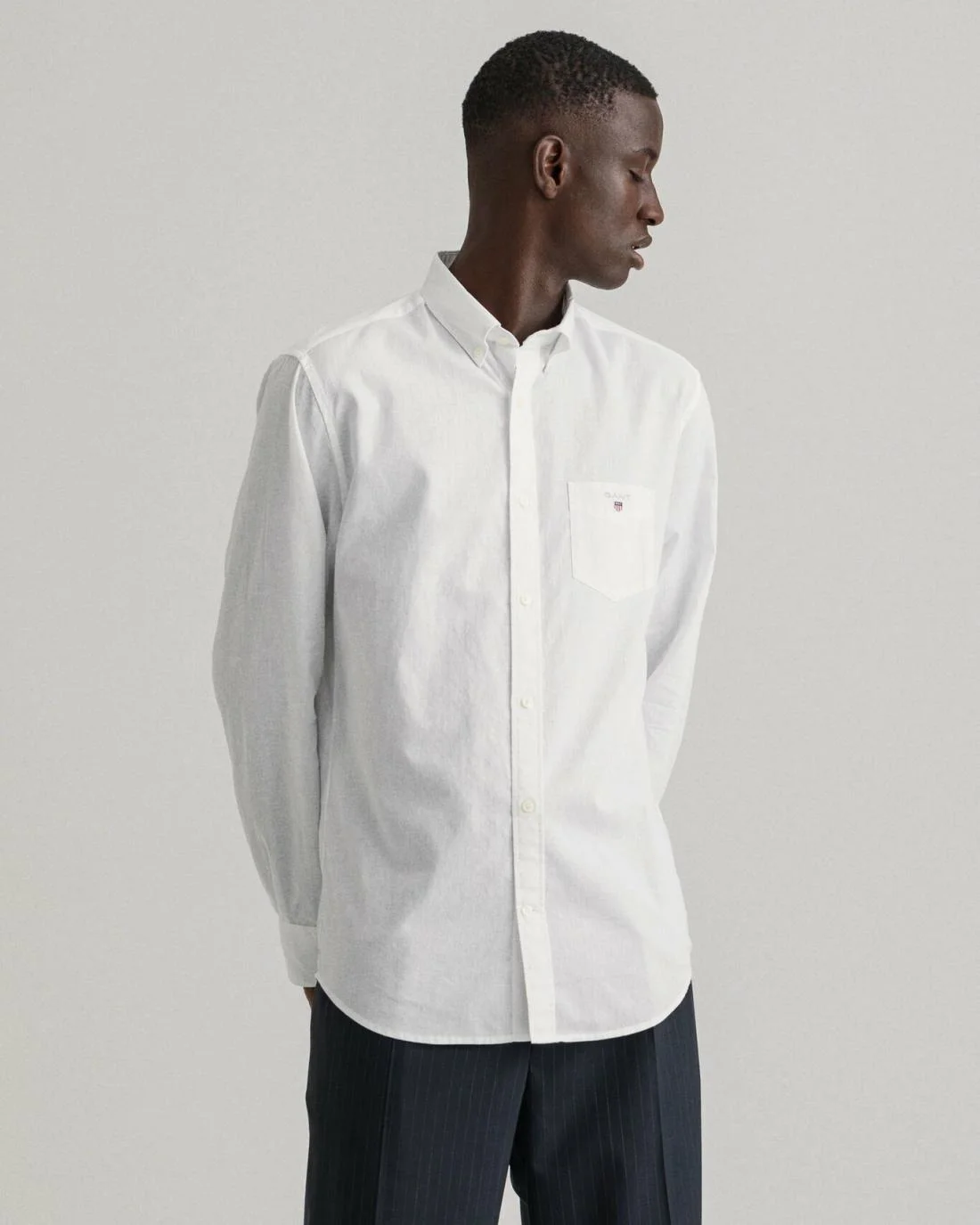 Shirts | Mens GANT Regular Fit Cotton Linen Shirt White